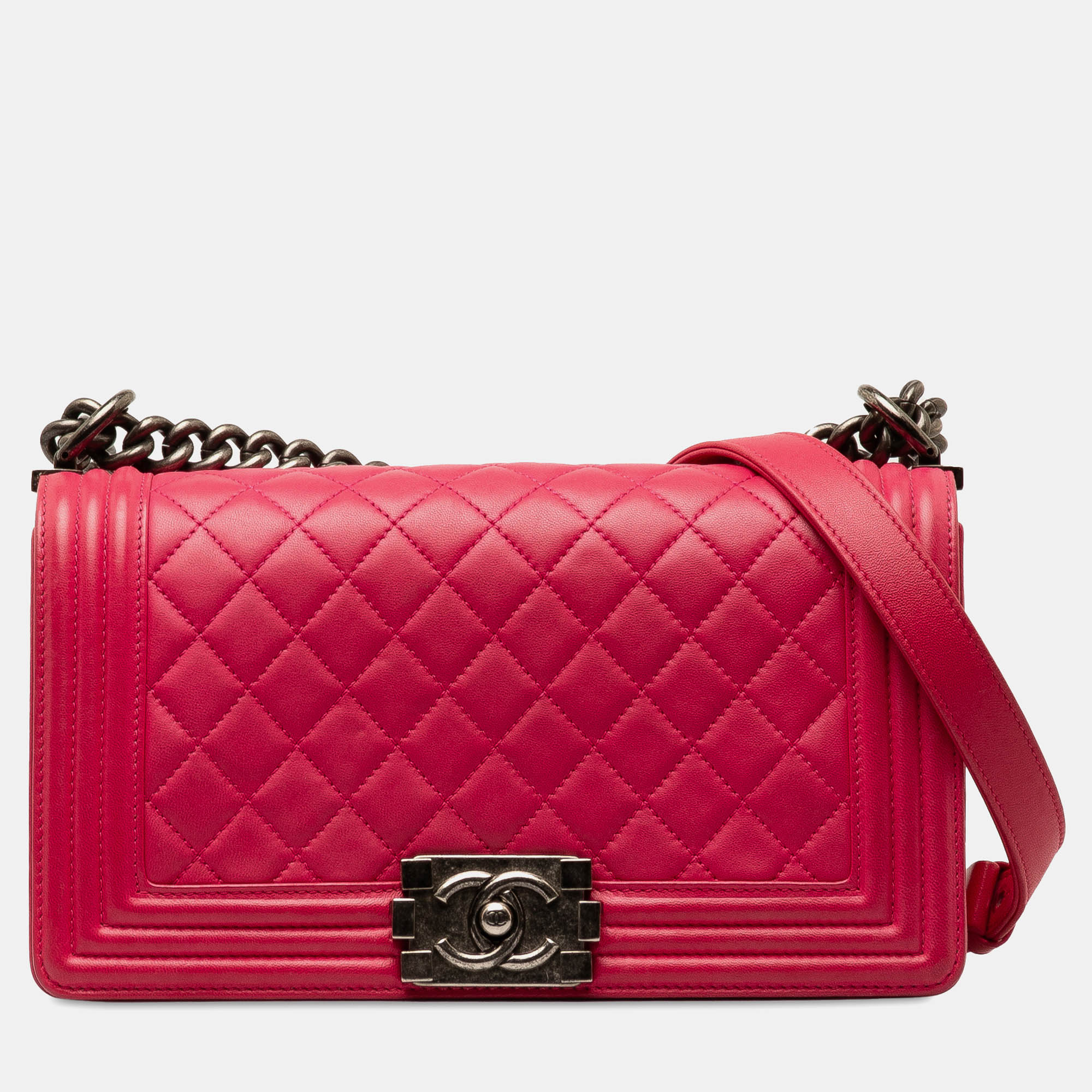 

Chanel Pink Old Medium Quilted Lambskin Boy Flap