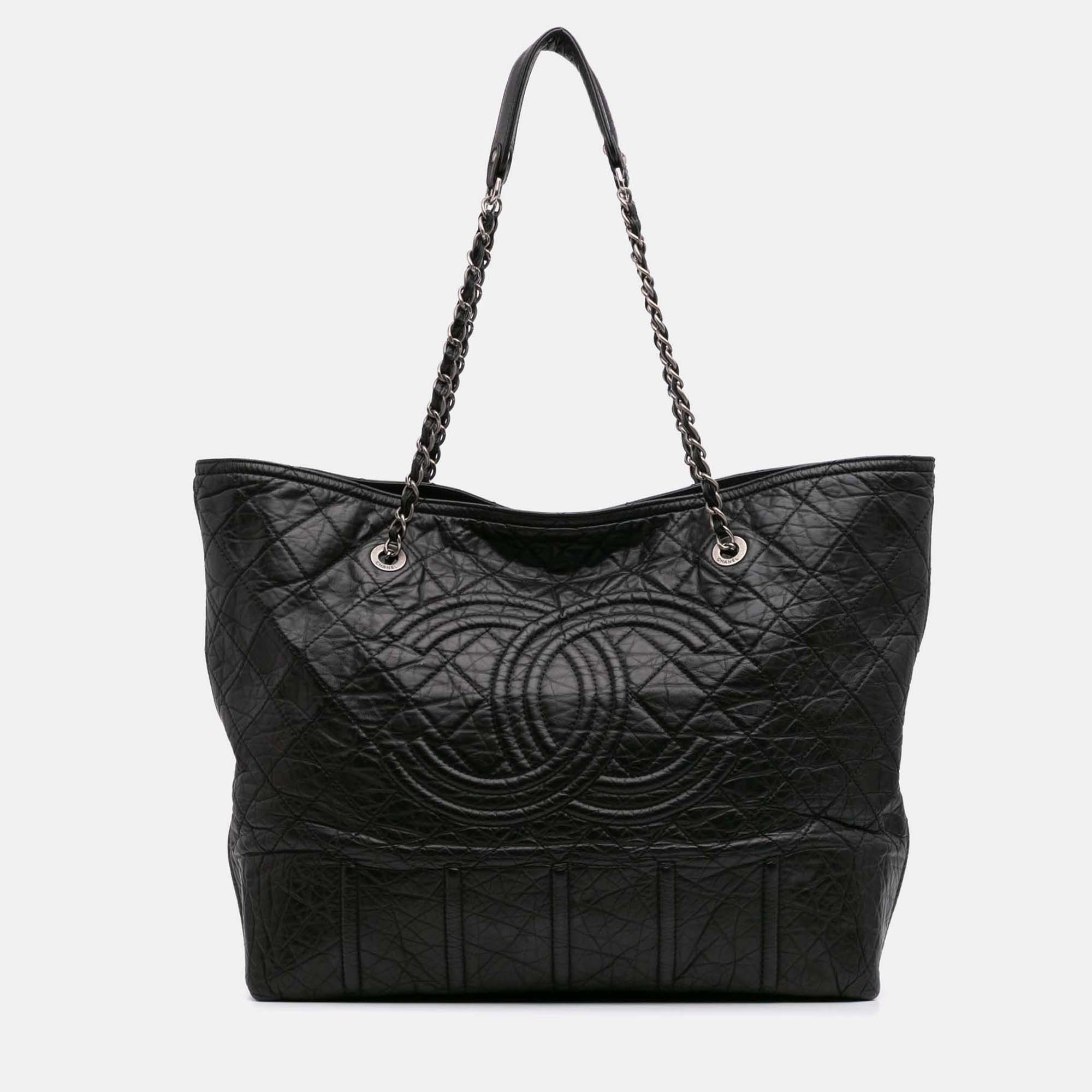 

Chanel Black Distressed Calfskin Shopping In Moscow Tote