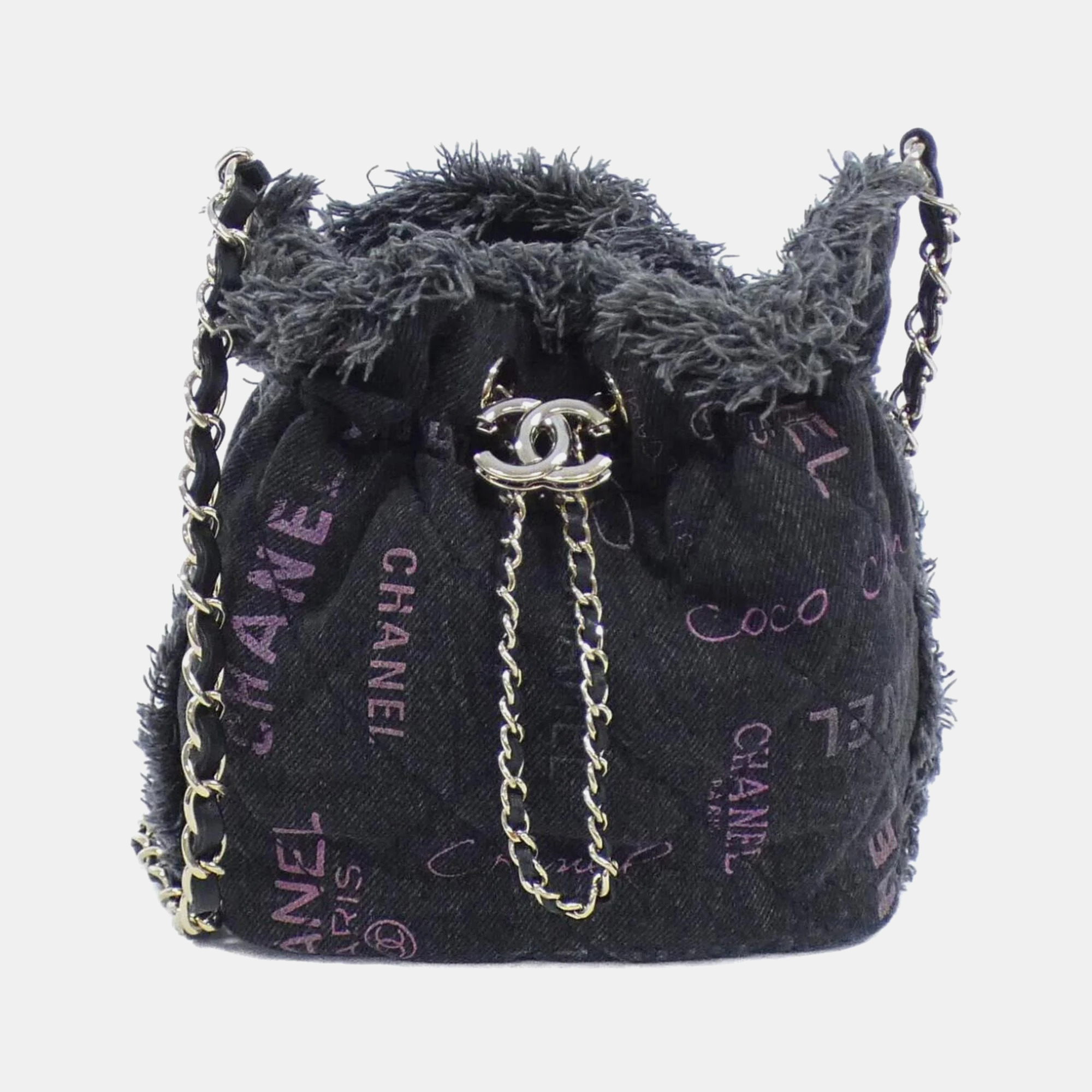 

Chanel Black Denim Bucket Shoulder Bag