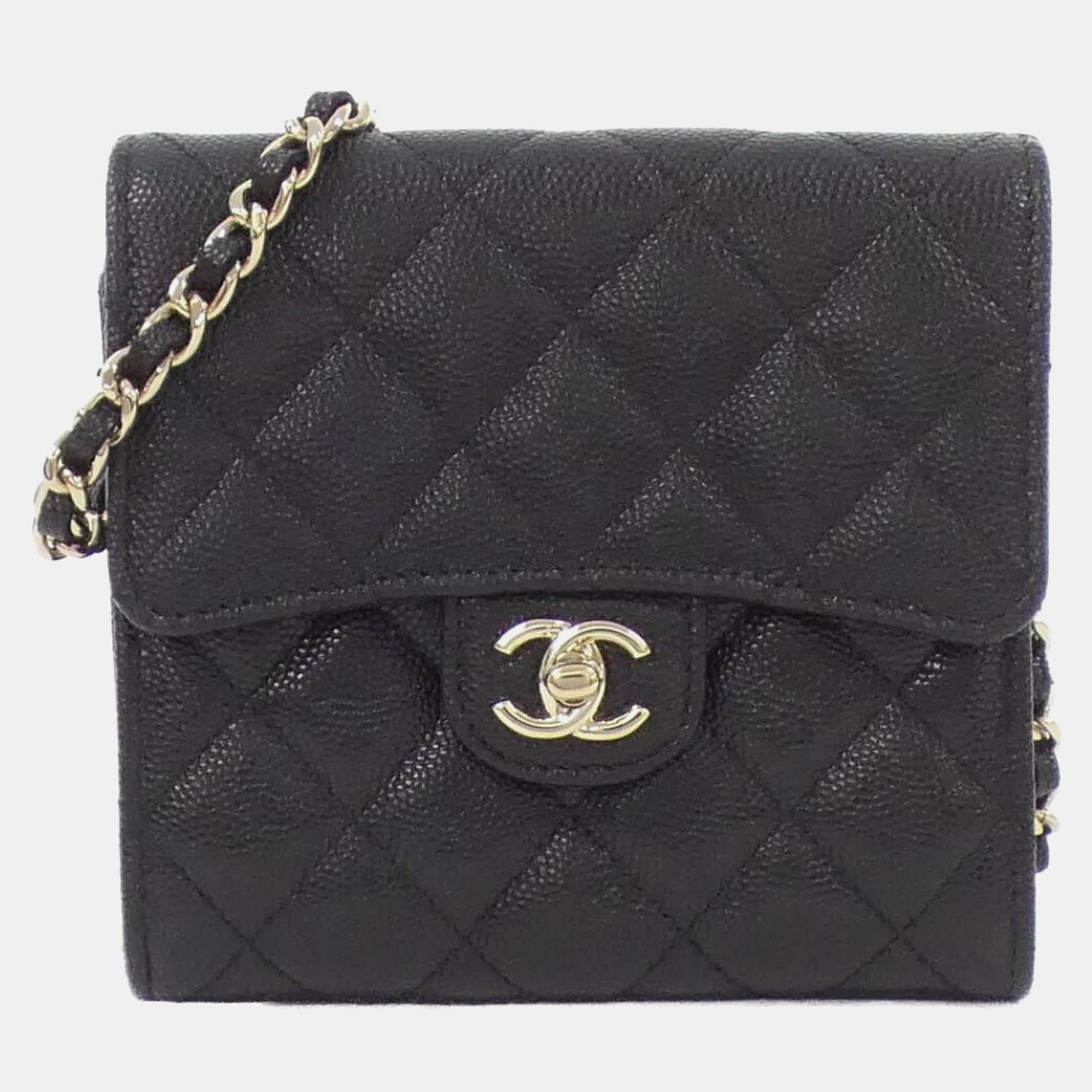

Chanel Black Leather Chain Clutch Shoulder Bag