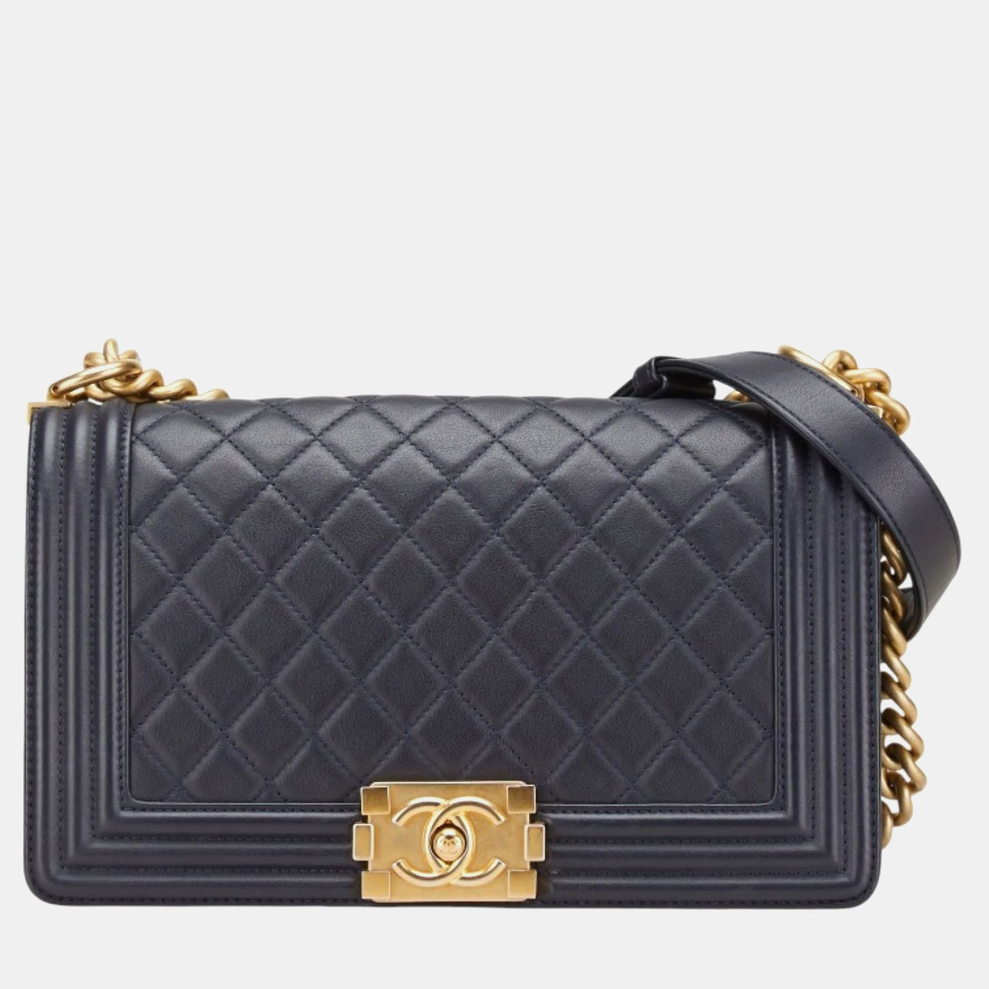 

Chanel Coco Mark Boy 25 Chain Shoulder Bag Black Lambskin