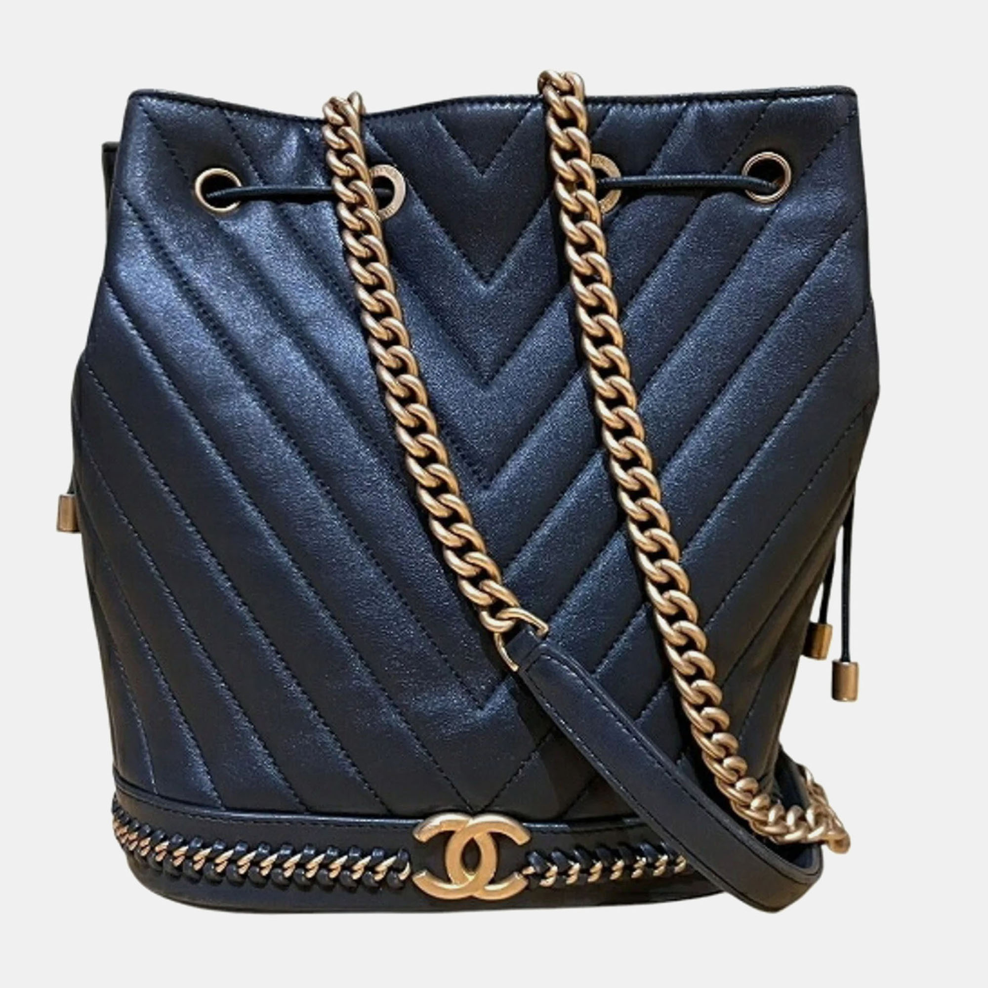 

Chanel V-Stitched Chain Shoulder Bag, Black