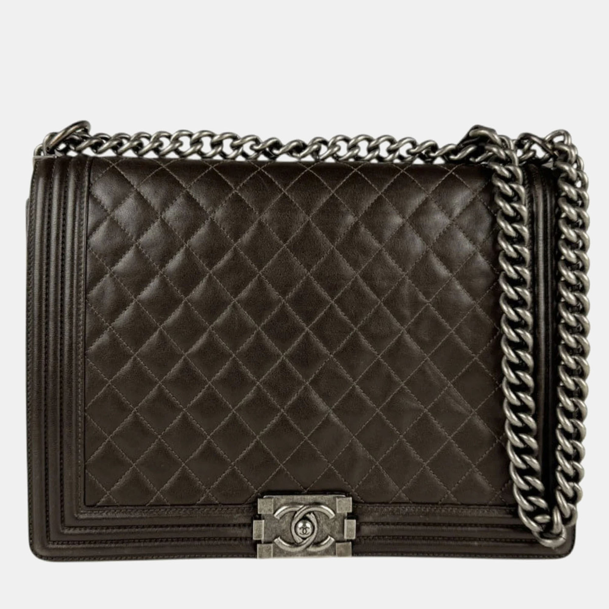 

Chanel Dark Brown Leather Boy Shoulder Bag