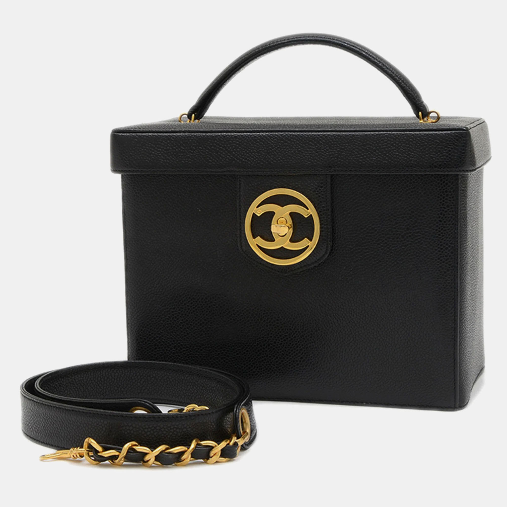 

Chanel Coco Mark Vanity Bag Caviar Skin Black