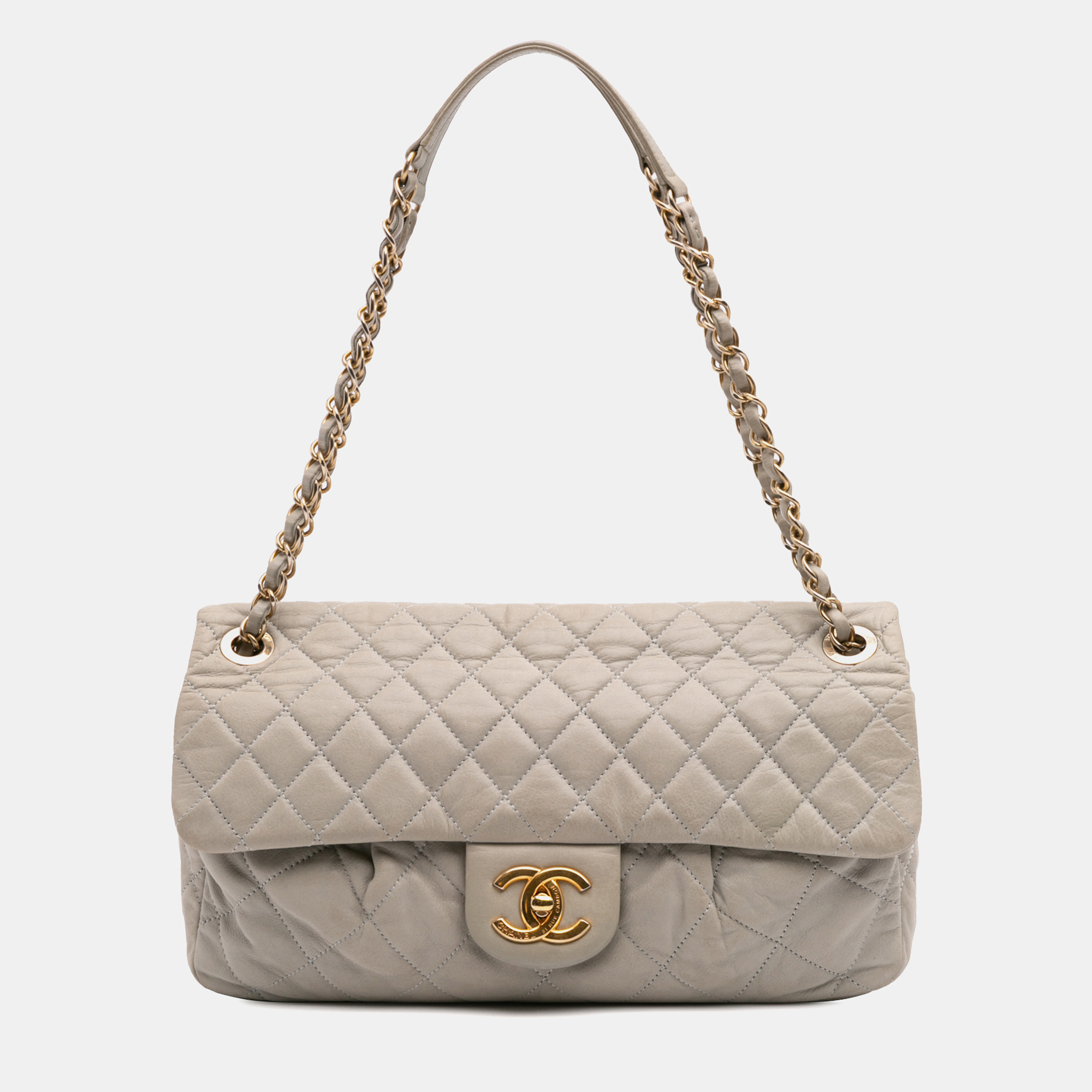 

Chanel Brown Large Quilted Iridescent Calfskin Coco Pleats Flap