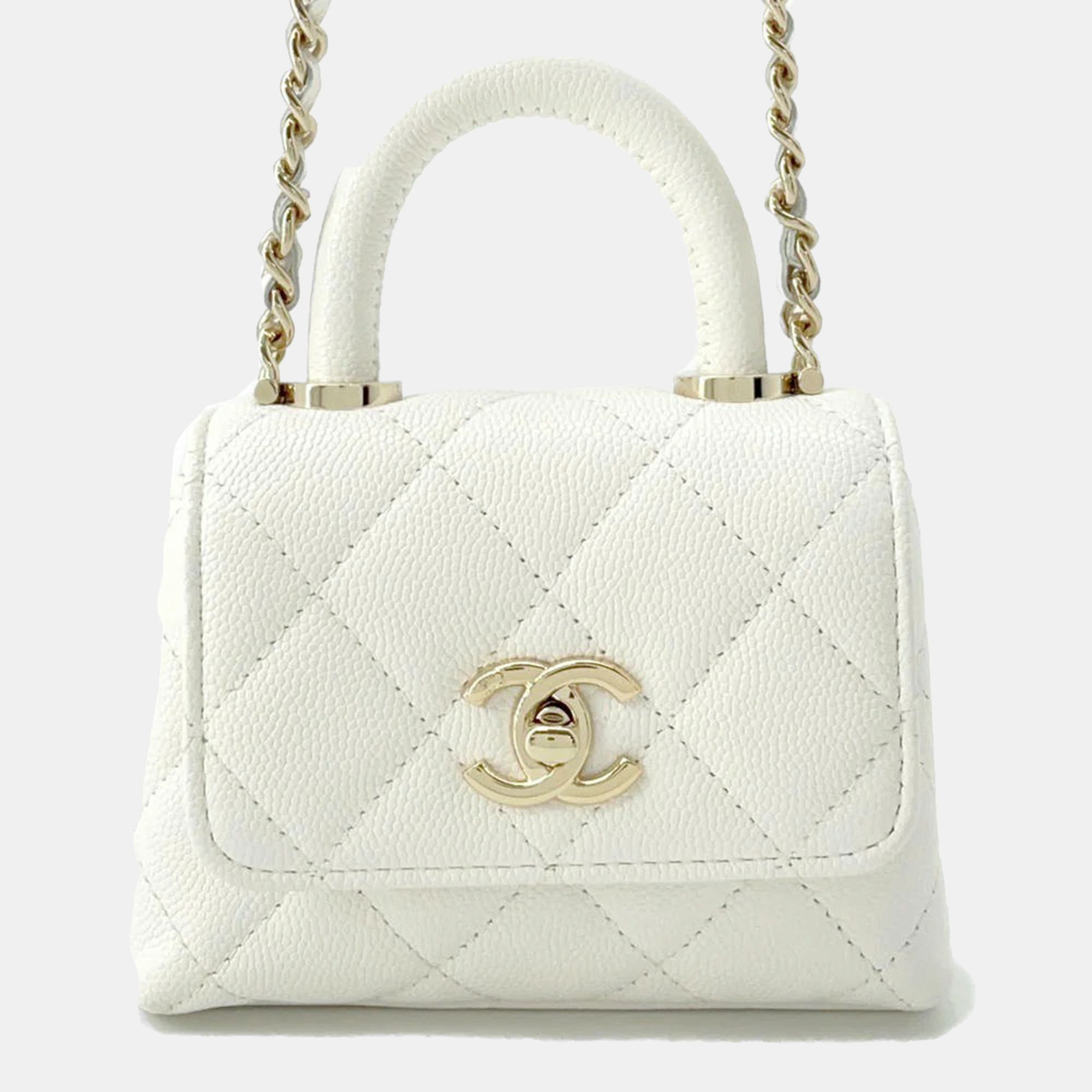 

Chanel Coco Handle Micro Chain shoulder White Caviar Leather