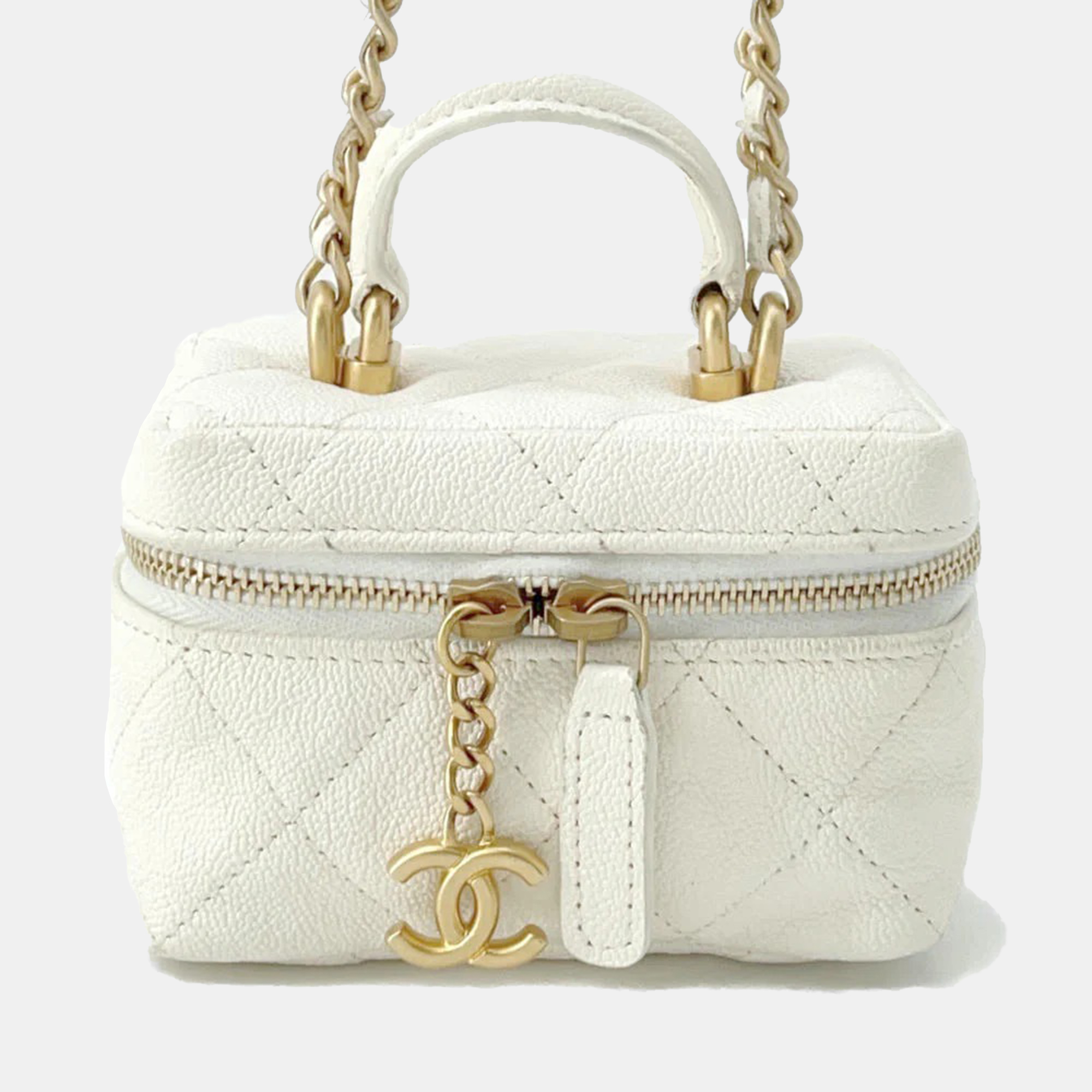 

Chanel Matelasse Chain shoulder Mini Vanity White Soft Caviar Leather Size Mini