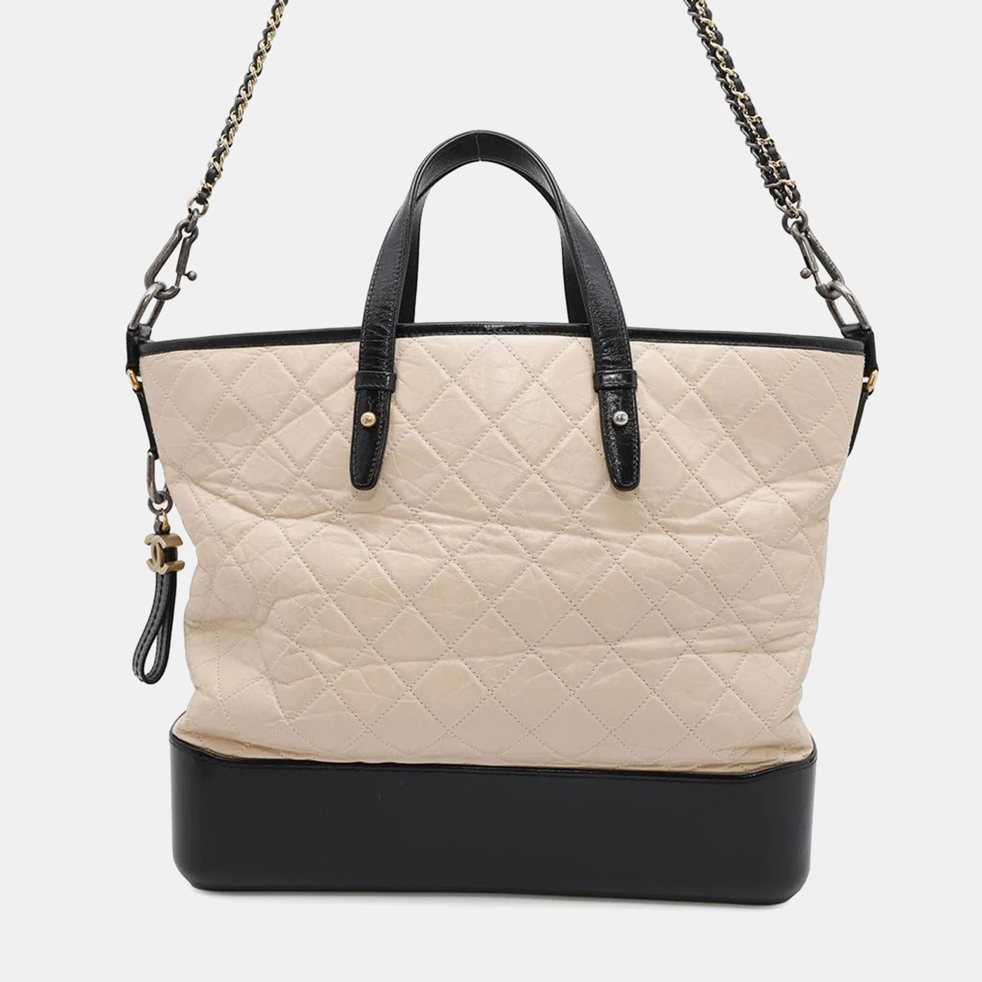 

Chanel Gabriel 2Way Chain Shoulder Bag Beige/Black Leather