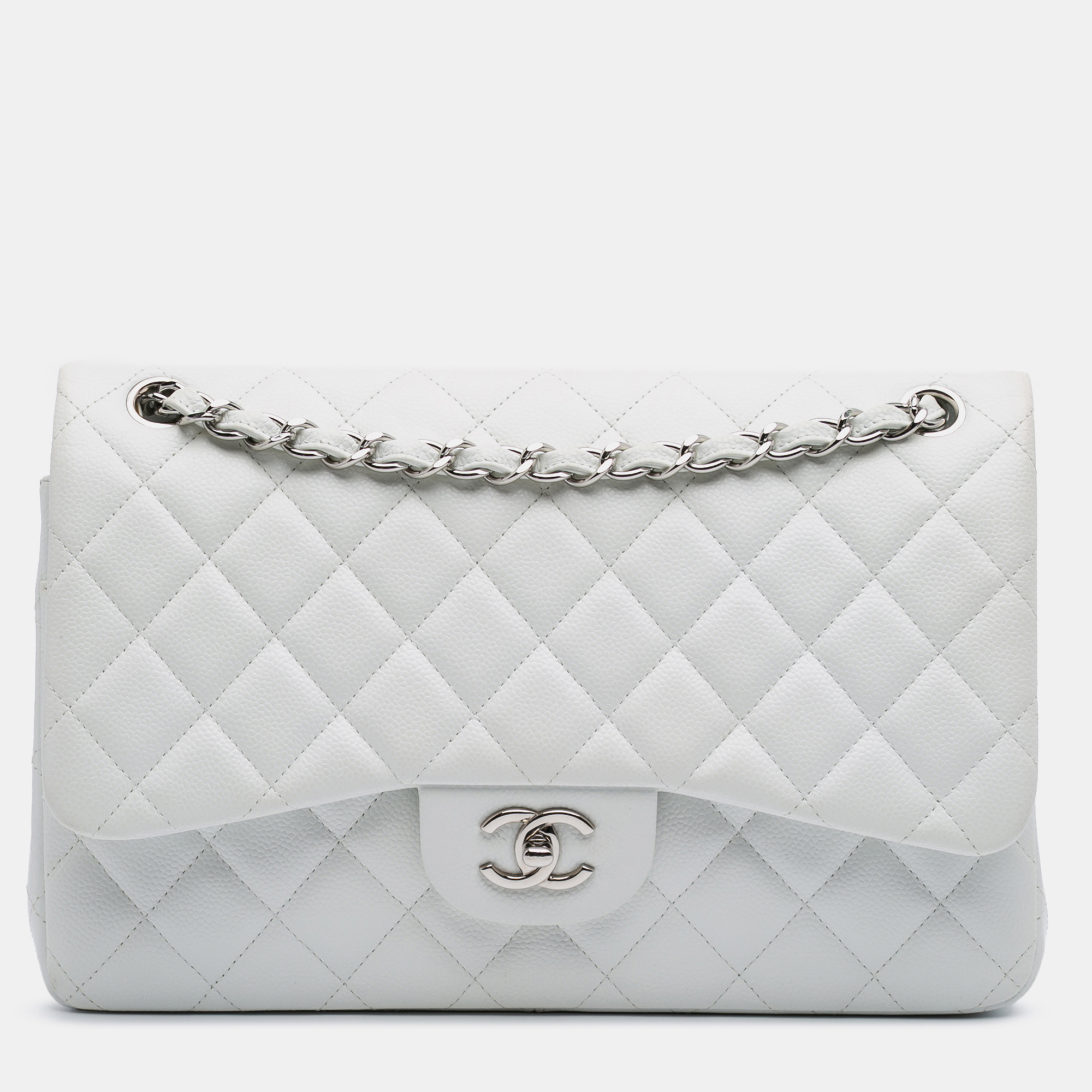 

Chanel White Jumbo Classic Caviar Double Flap