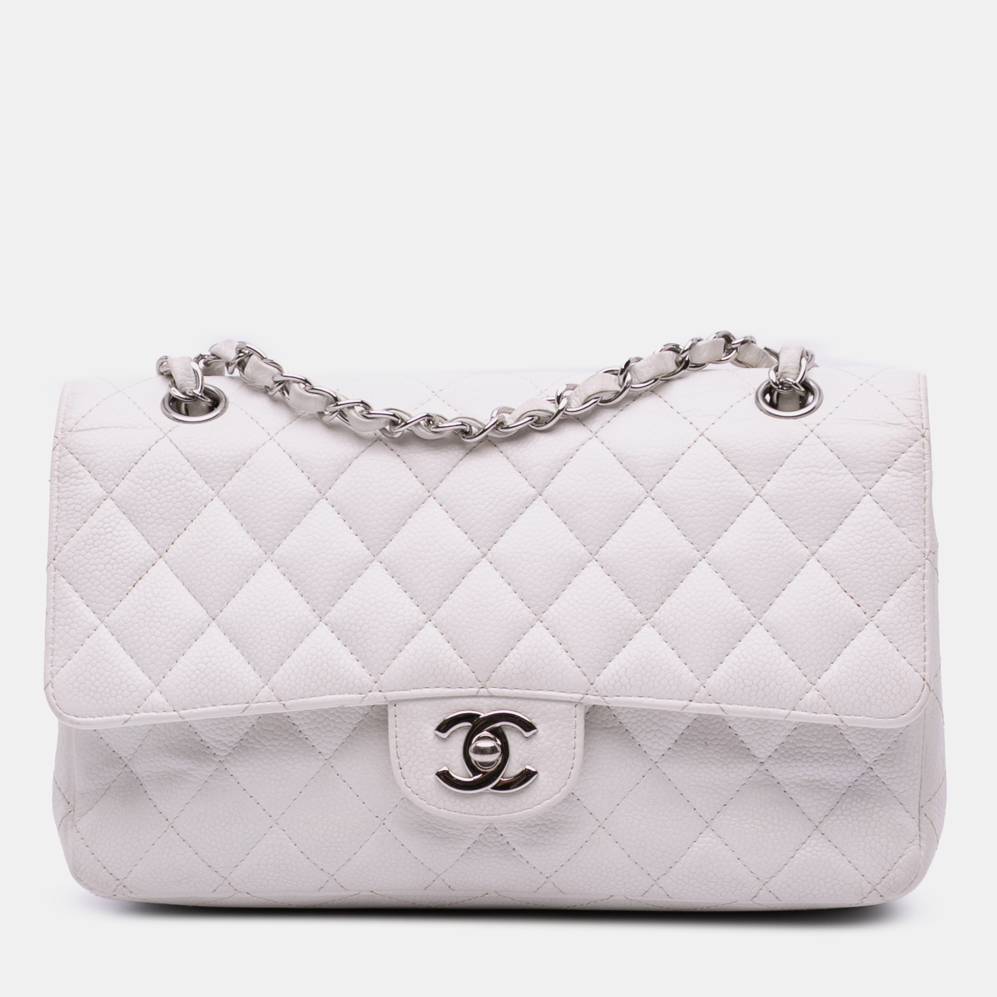 

Chanel White Medium Classic Caviar Double Flap