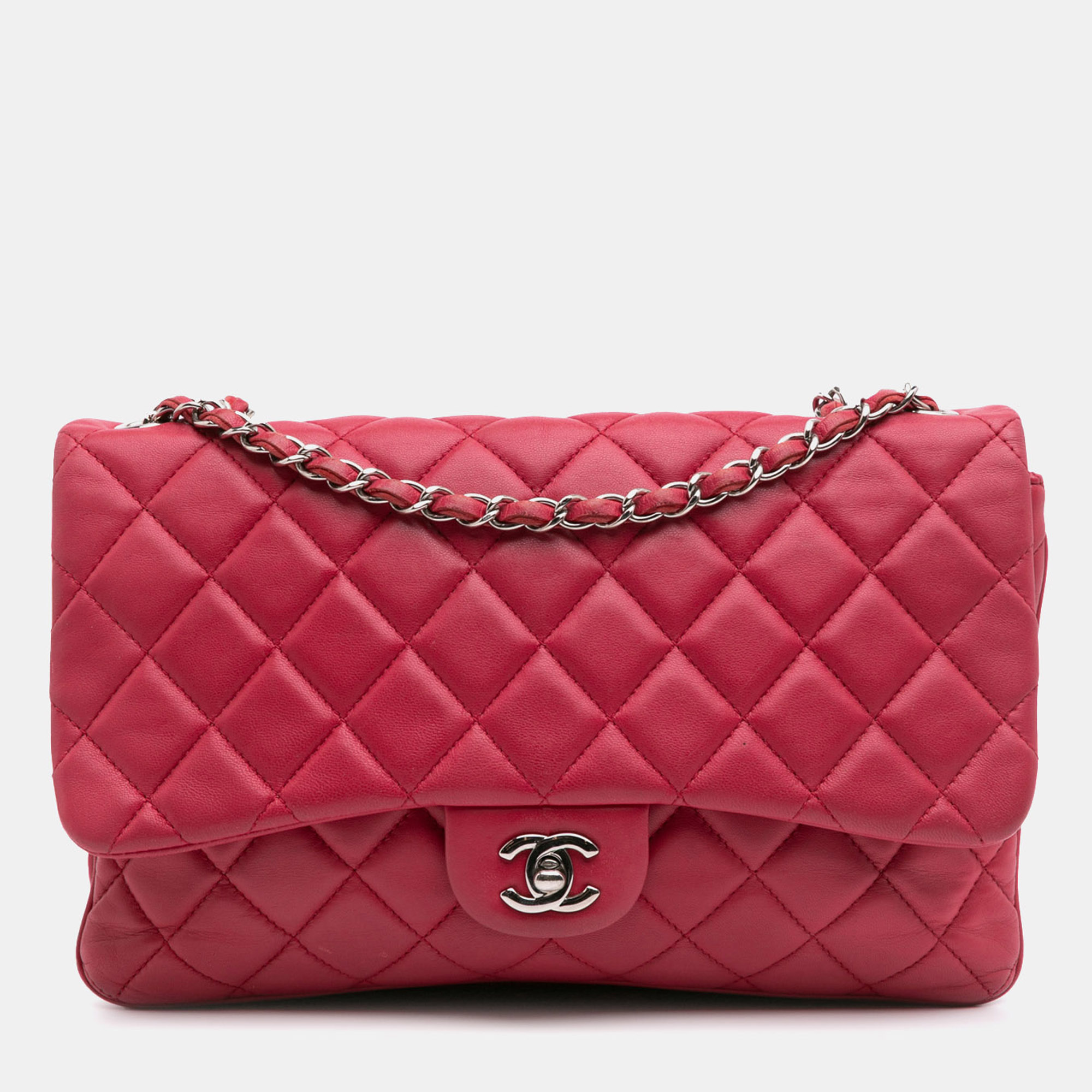 

Chanel Pink Jumbo Quilted Lambskin 3 Accordion Flap