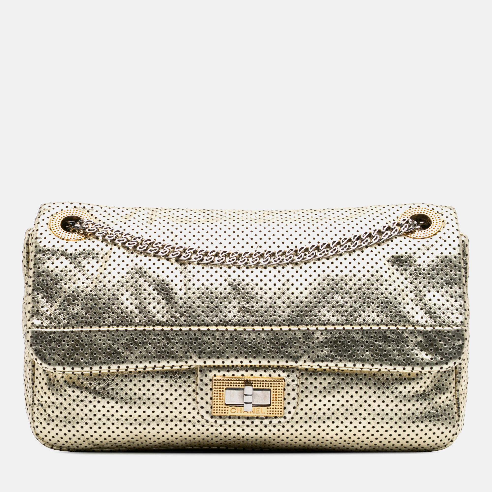 

Chanel Gold Medium Reissue Perforated Calfskin Drill Flap