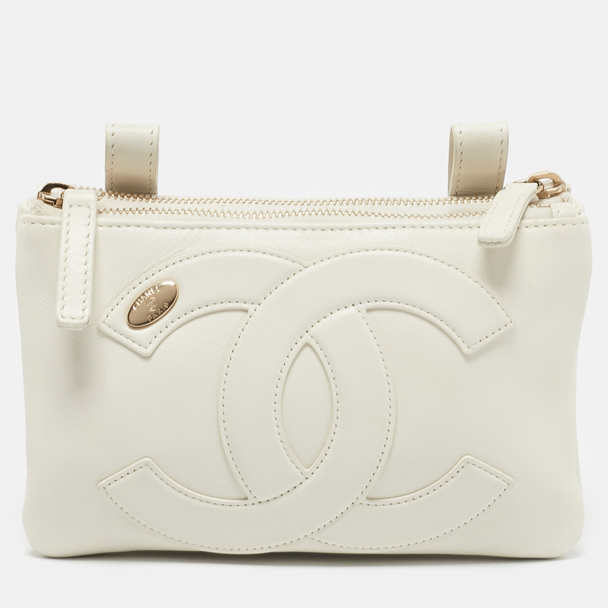 

Chanel White Leather CC Mania Waist Bag