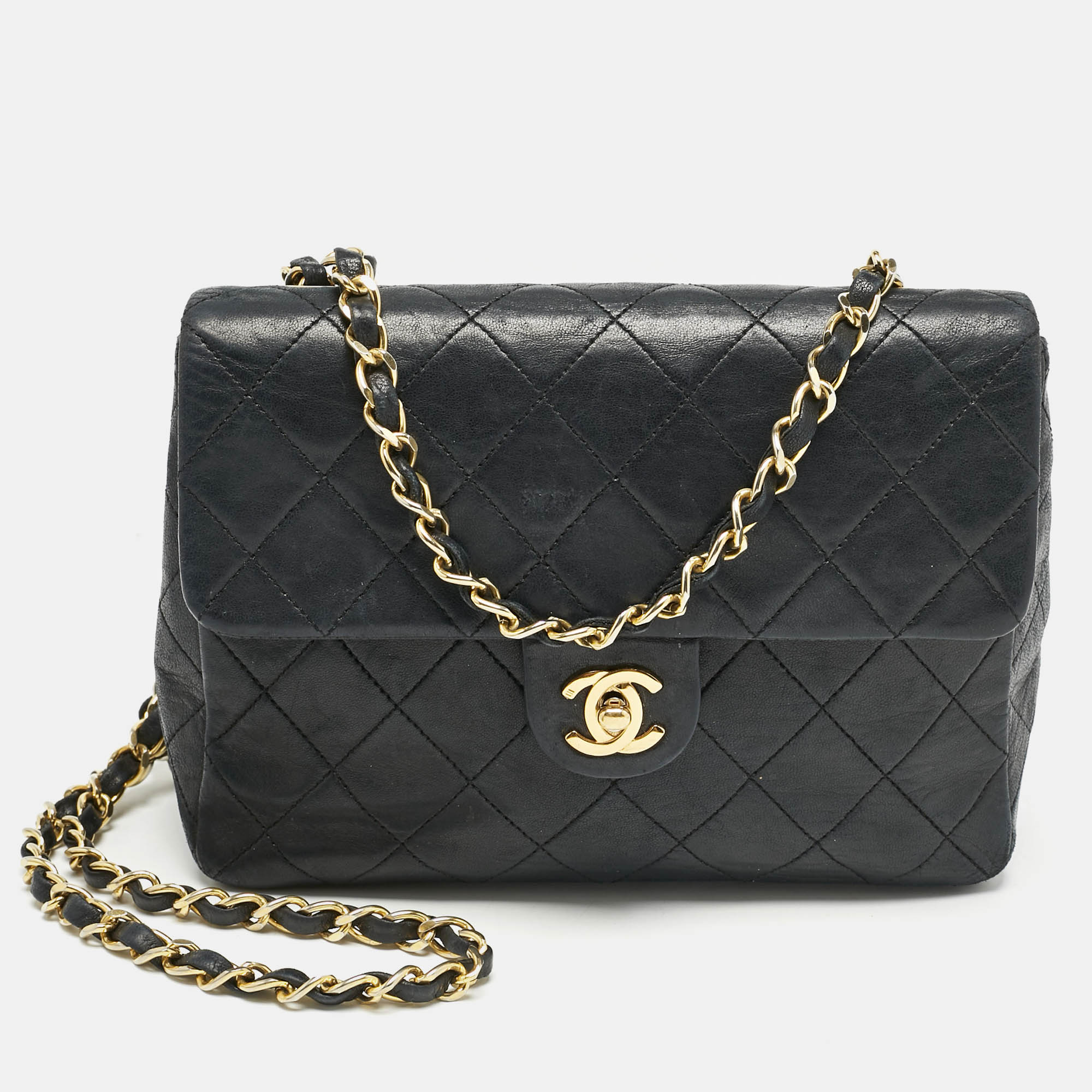 

Chanel Black Quilted Lambskin Leather Vintage Classic Flap Bag