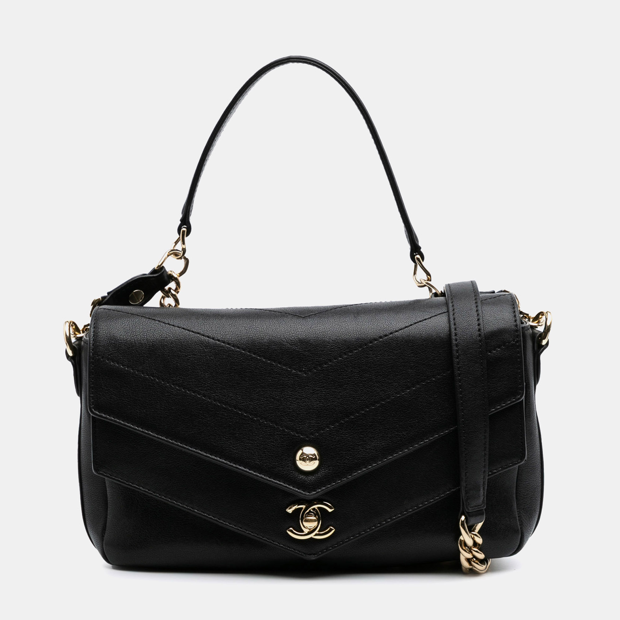 

Chanel Black Mini Quilted Sheepskin Double Chevron Flap