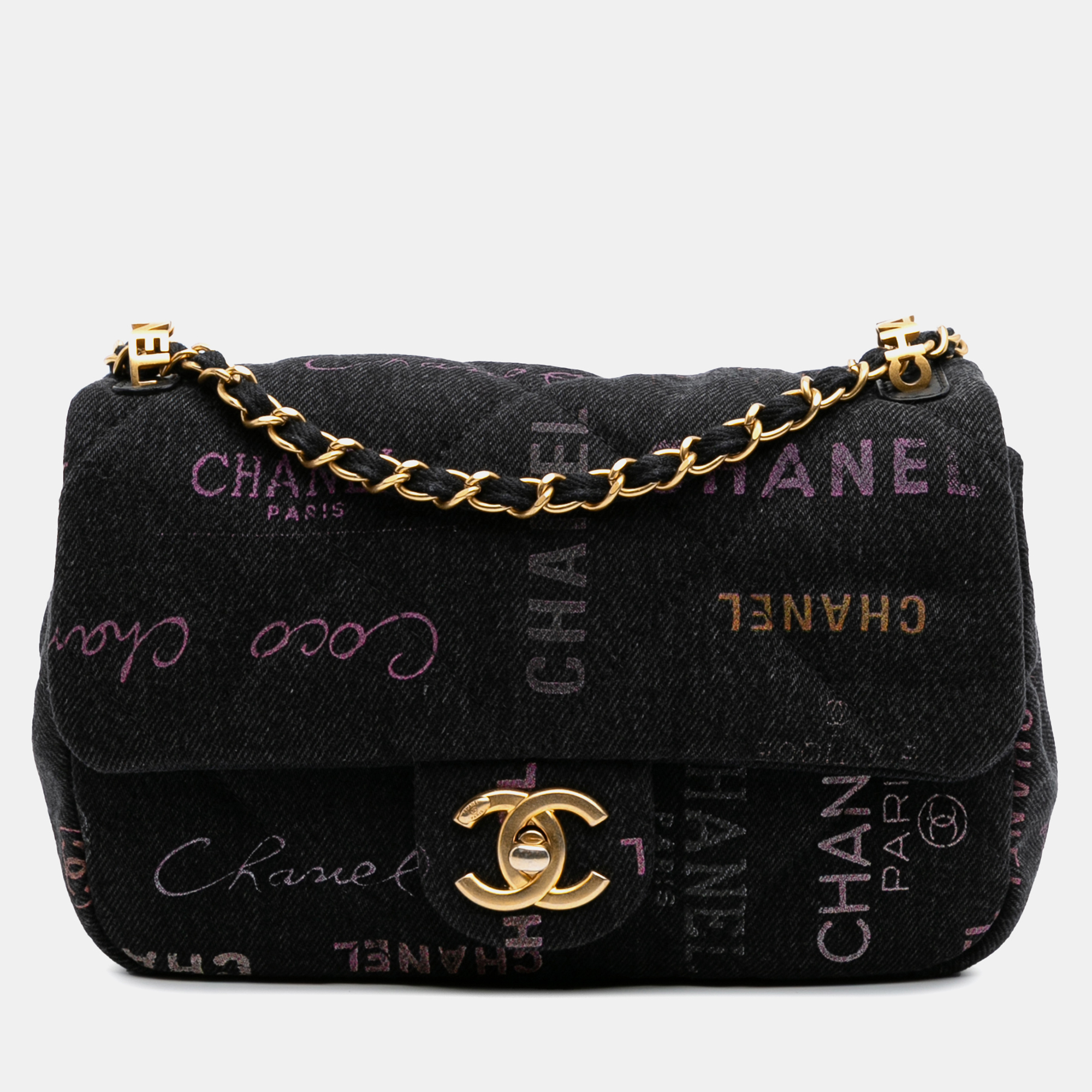

Chanel Black Mini Rectangular Quilted Denim Mood Flap