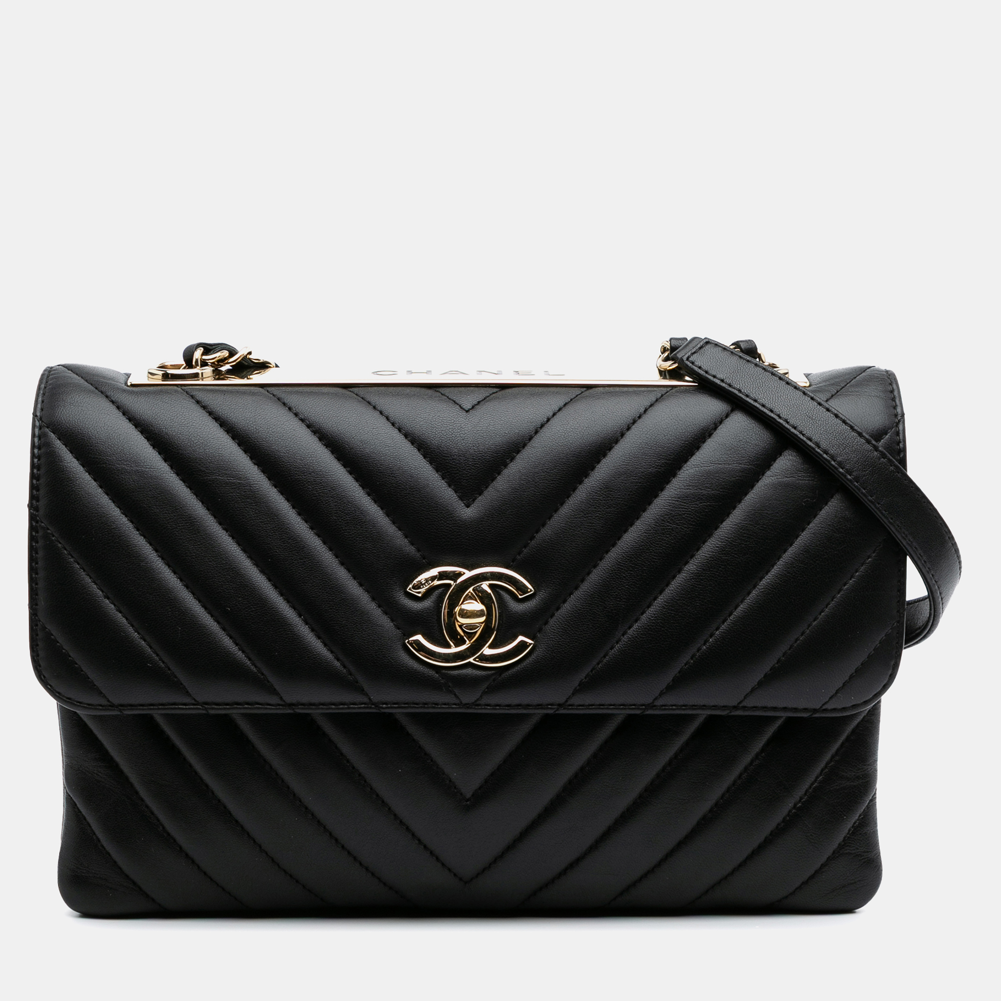 

Chanel Black Chevron Lambskin Trendy CC Flap