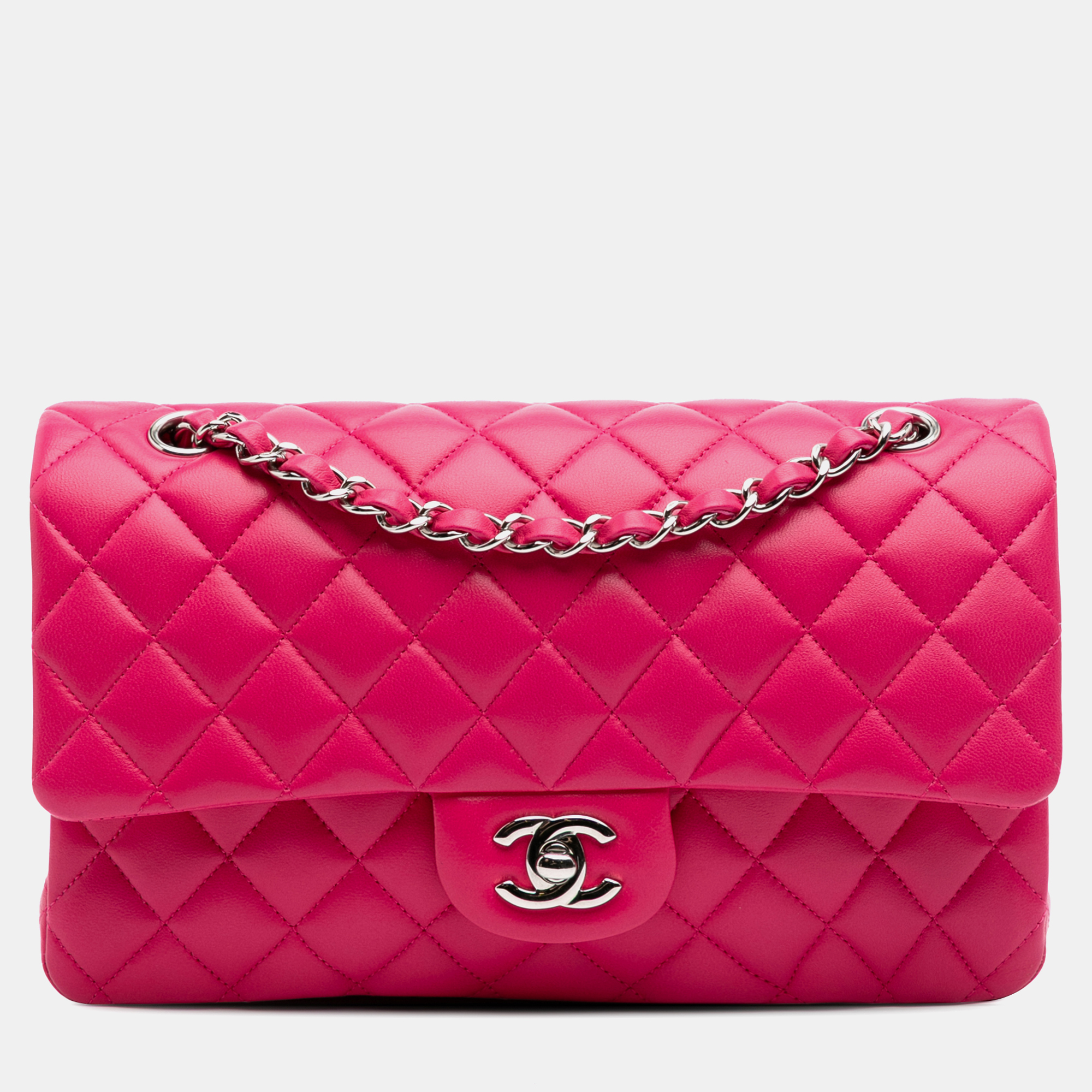 

Chanel Pink Medium Classic Lambskin Double Flap