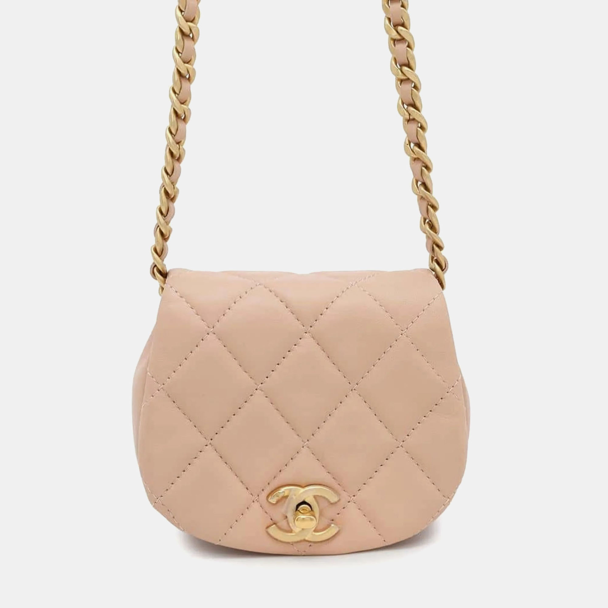 

Chanel Pink Matelasse Lambskin Coco Mark Mini Chain Shoulder Bag
