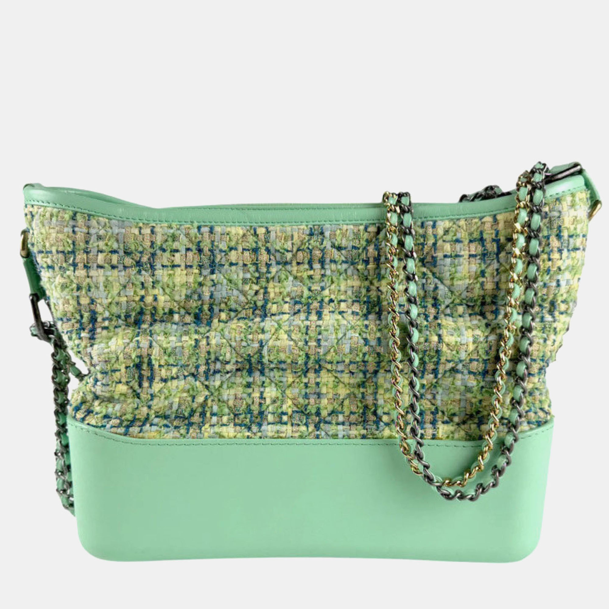

Chanel Green Tweed Leather Gabrielle Hobo Shoulder Bag