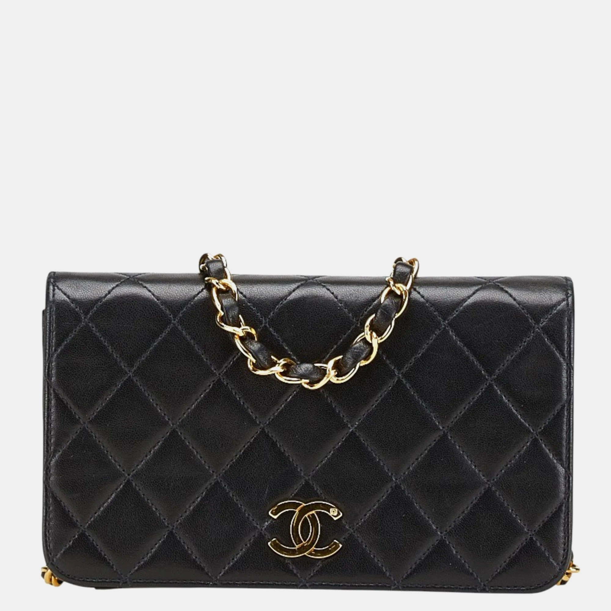 

Chanel Black Matelasse Lambskin Coco Mark Chain Shoulder Bag