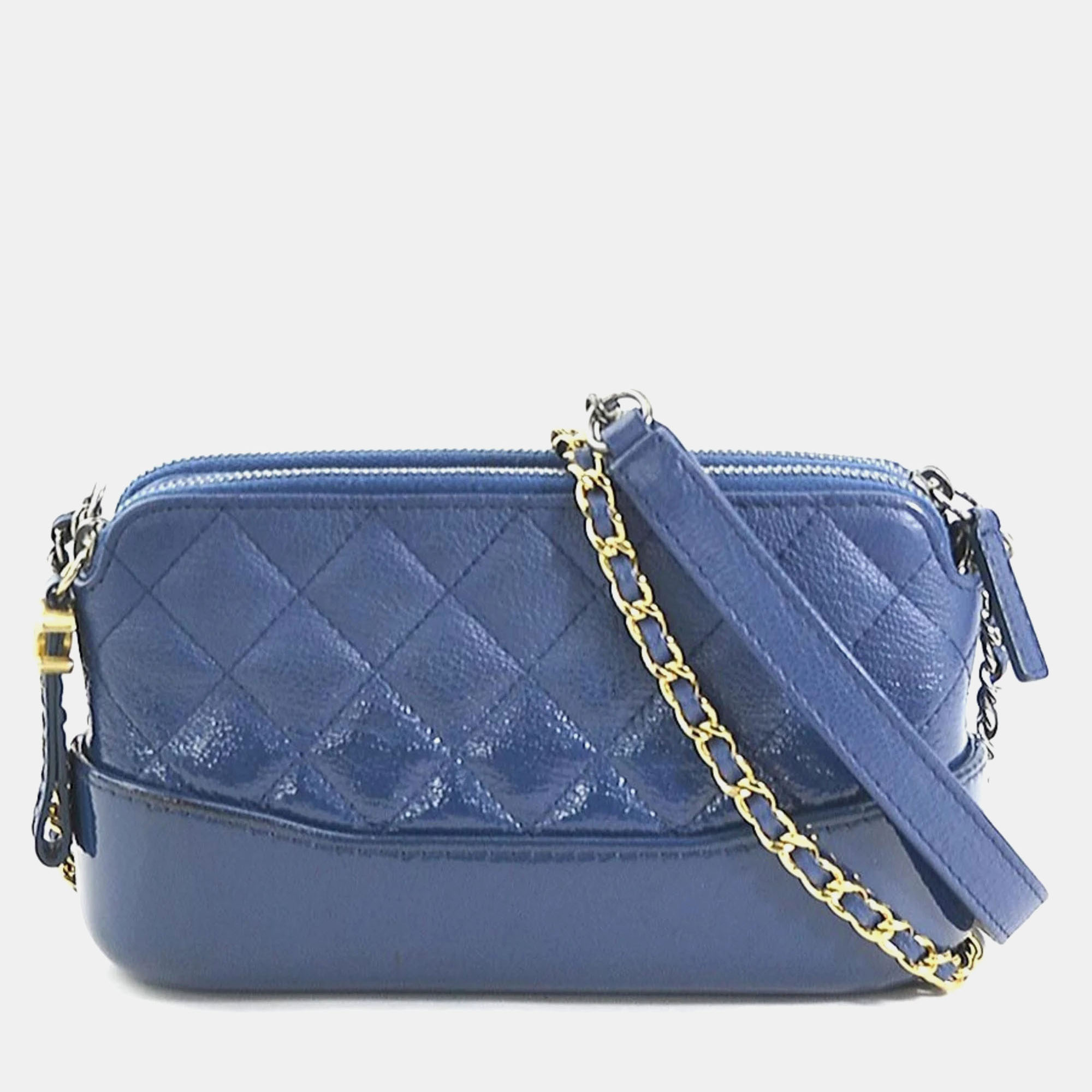 

Chanel Navy Blue Gabriel Leather Enamel Shoulder Bag