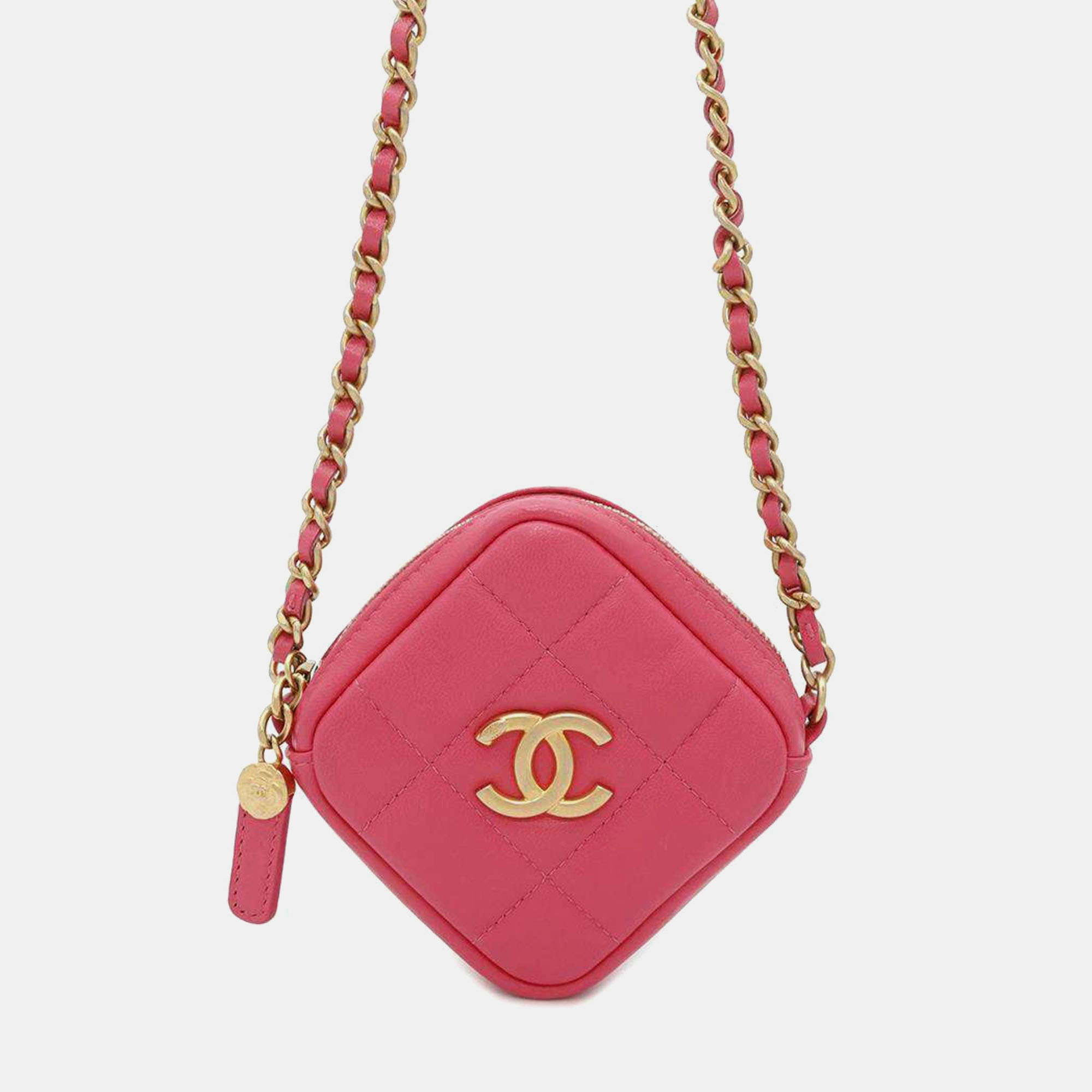 

Chanel Pink Matelasse Lambskin Coco Mark Chain Shoulder Bag