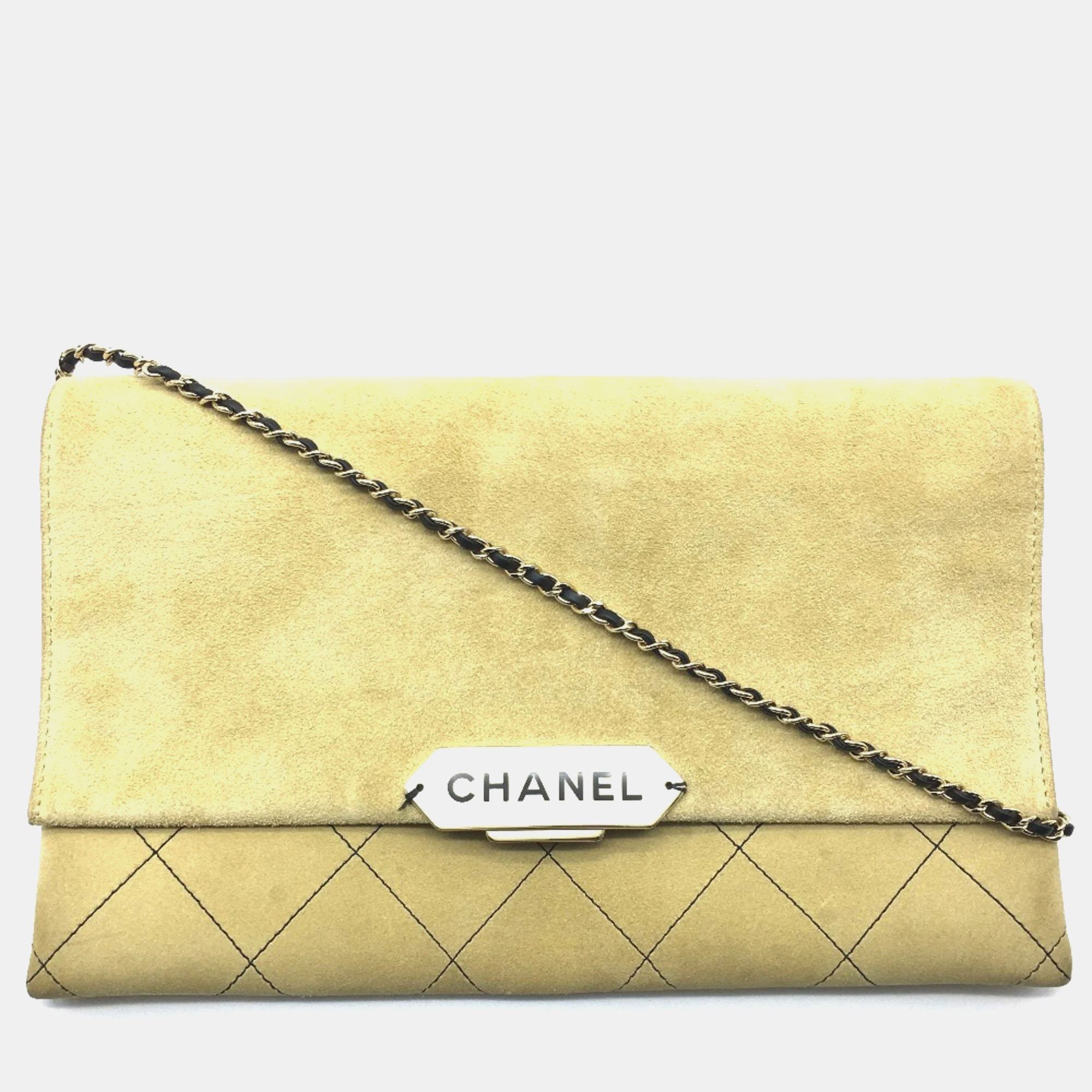 

Chanel Beige Leather Logo Flap Single Chain Bag