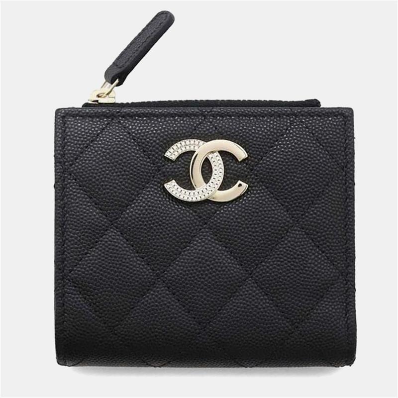 

Chanel Black Caviar Skin Bi-Fold Coco Mark Small Wallet