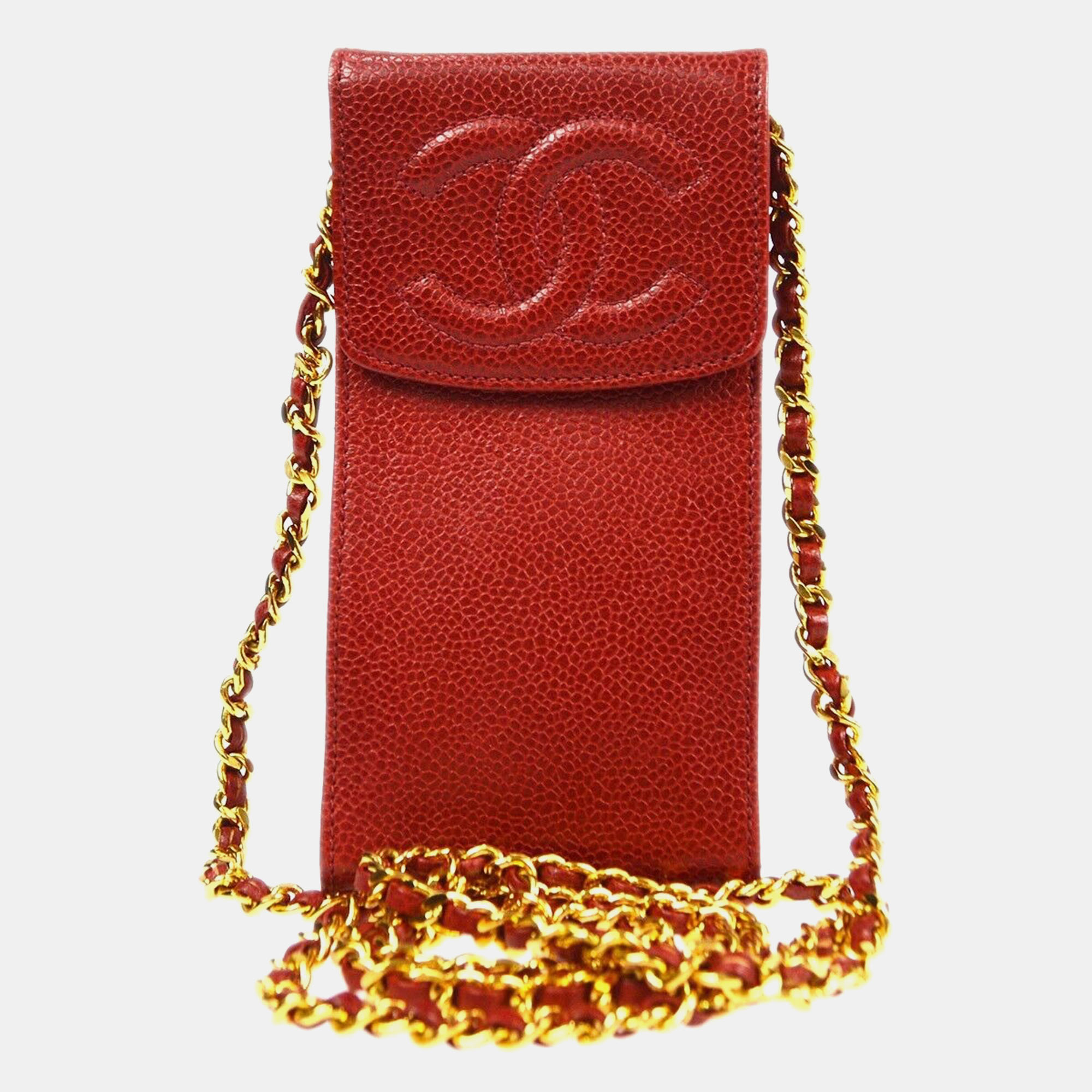 

Chanel Red Calfskin Timeless Phone Case