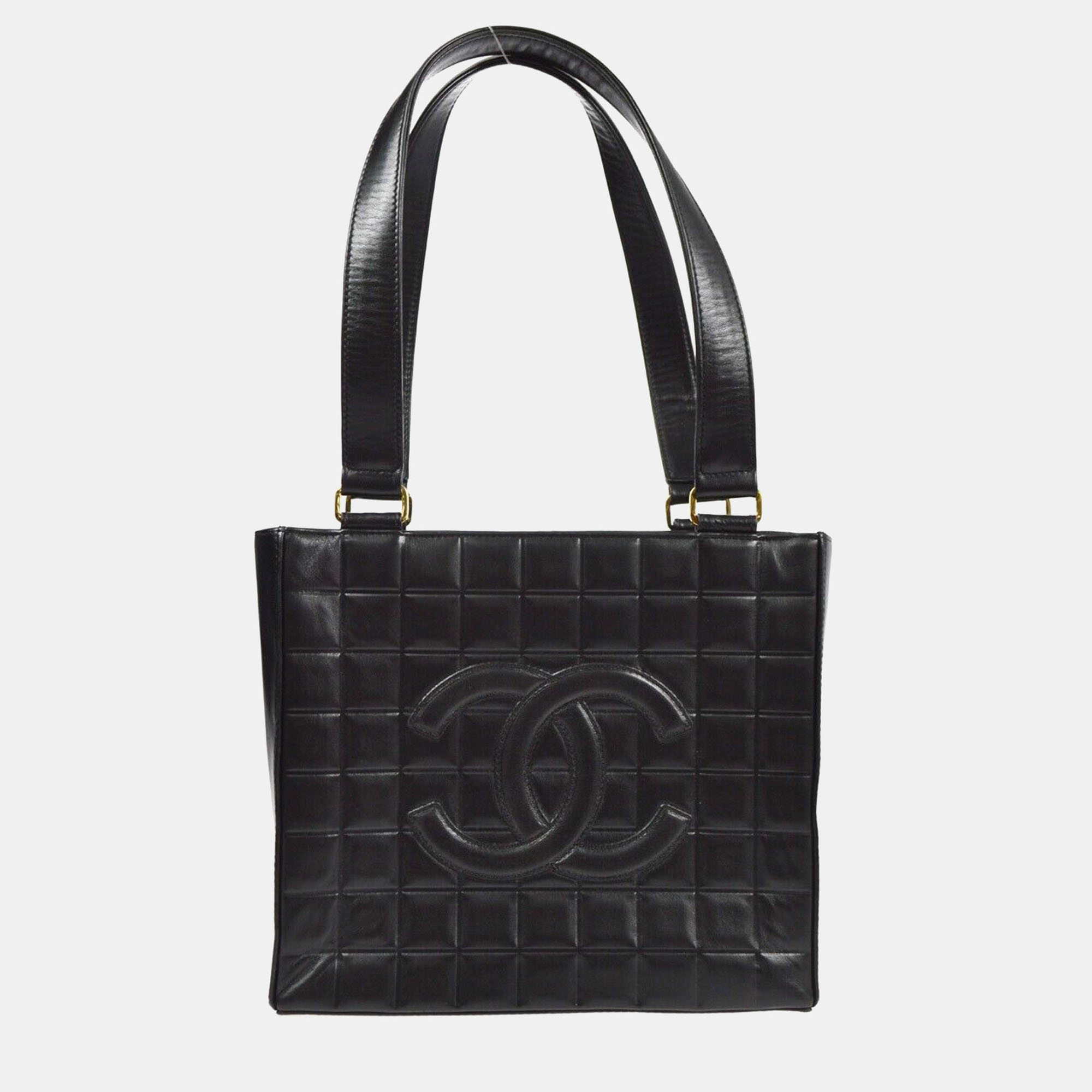 

Chanel Black Lambskin Choco Bar Tote Handbag