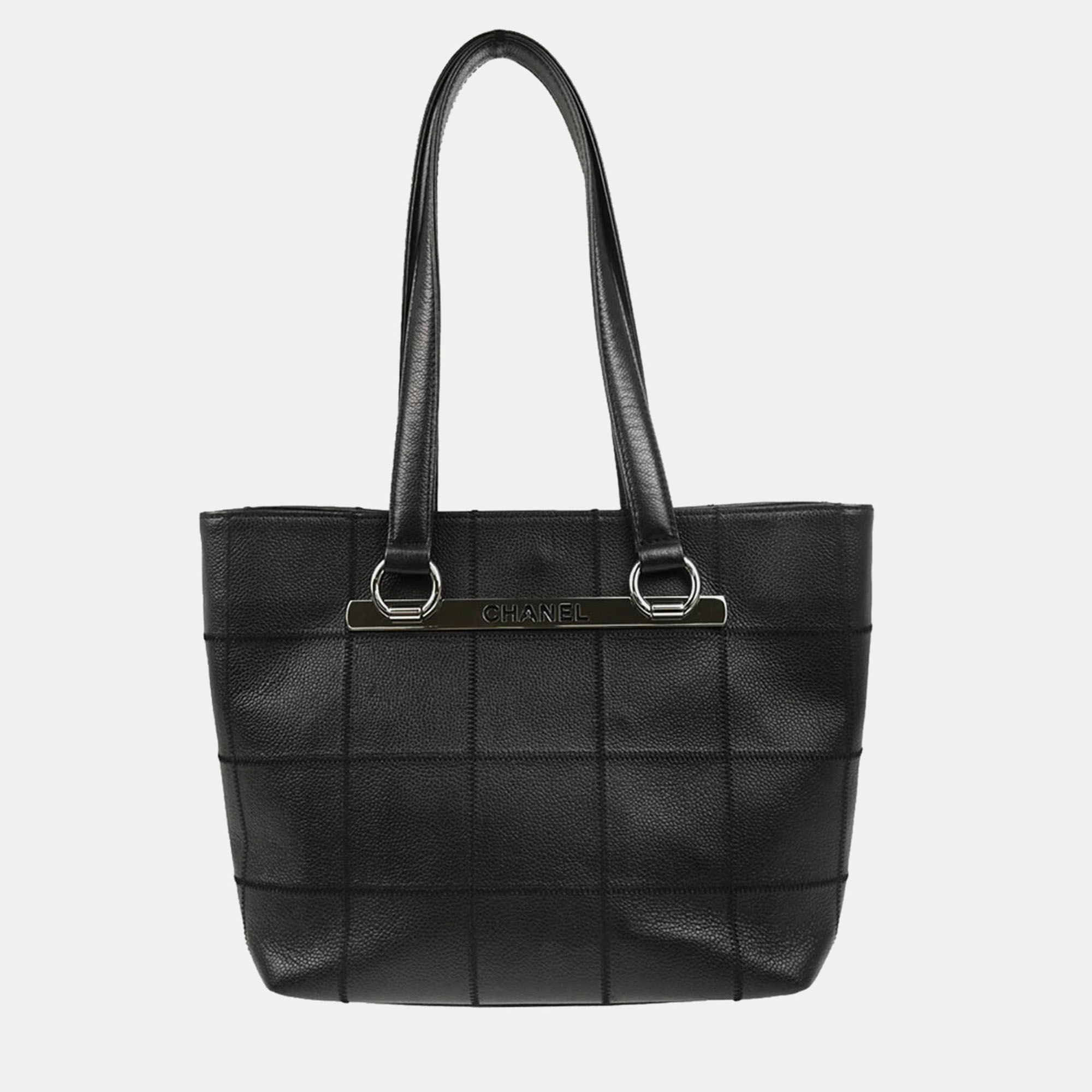 

Chanel Black Calfskin Choco Bar Tote Bag