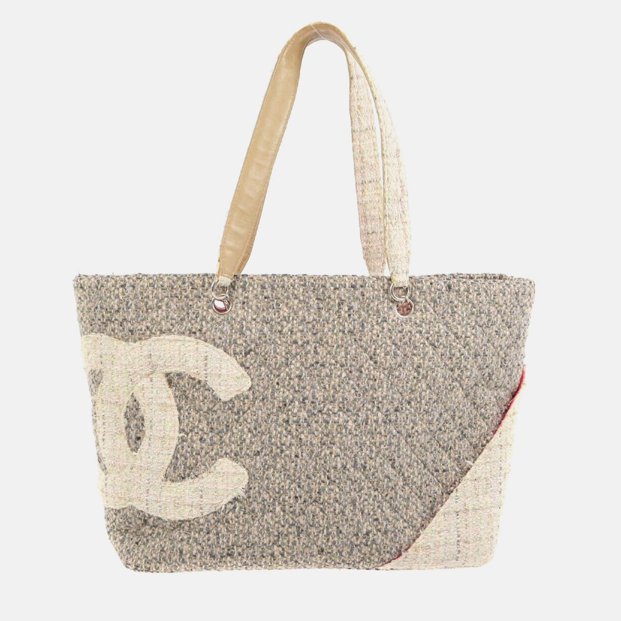 

Chanel Pink Tweed Cambon Ligne Tote Handbag