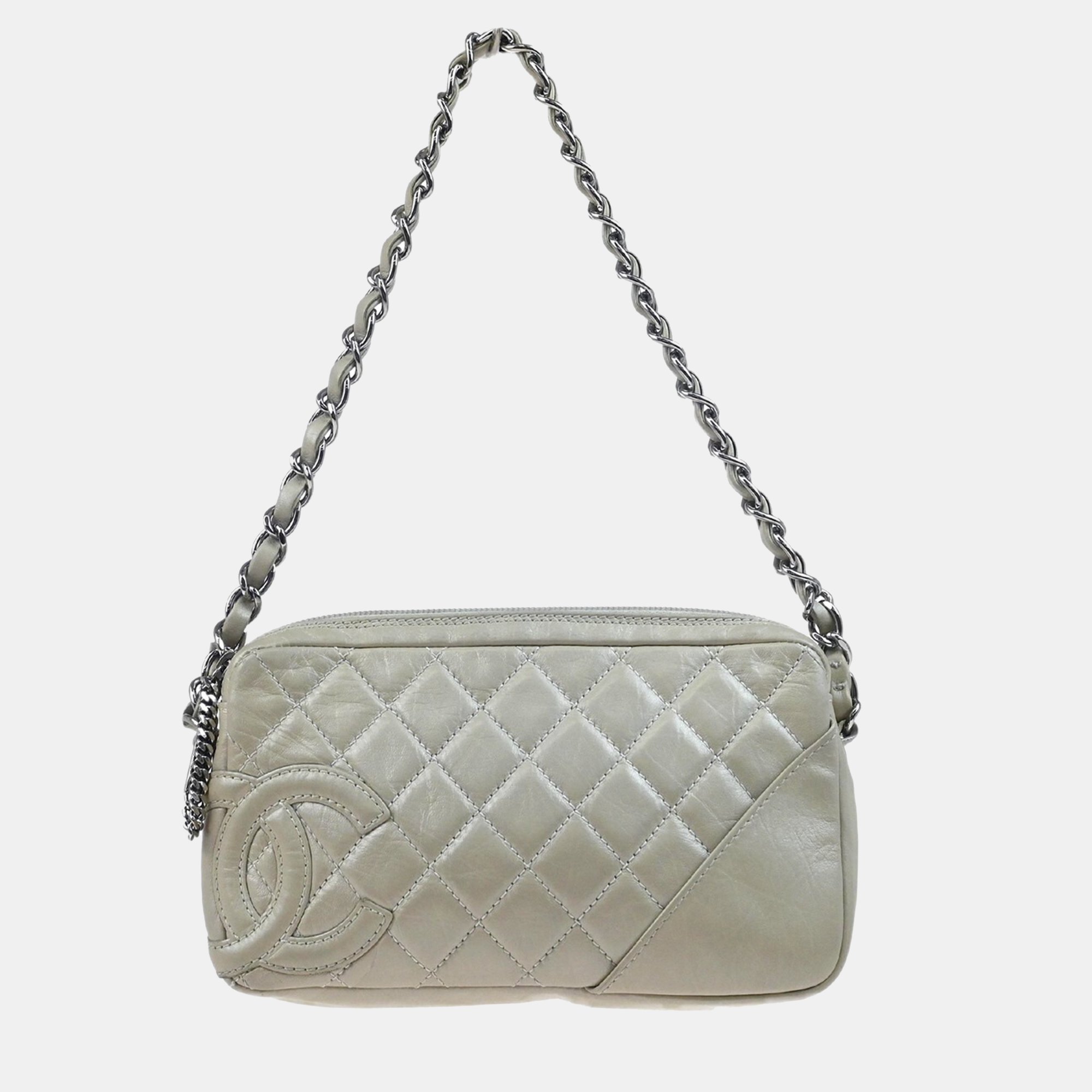 

Chanel Light Gray Calfskin Cambon Ligne Handbag, Grey