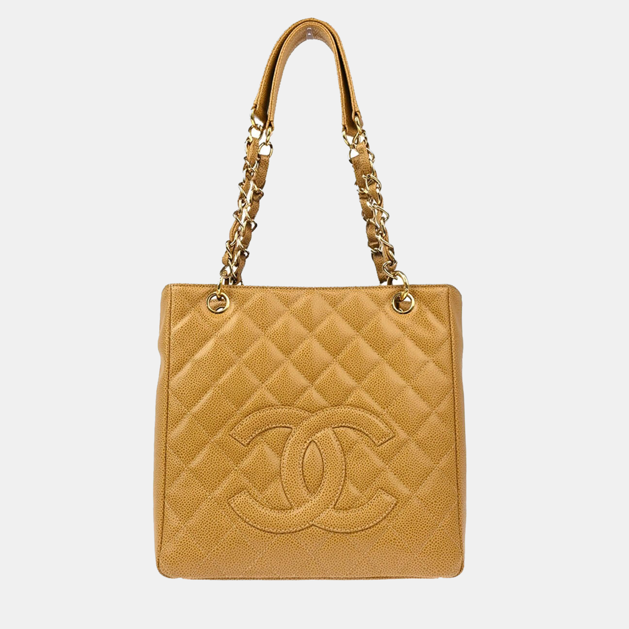 

Chanel Beige Calfskin Petite Shopping Tote Pst Chain Handbag