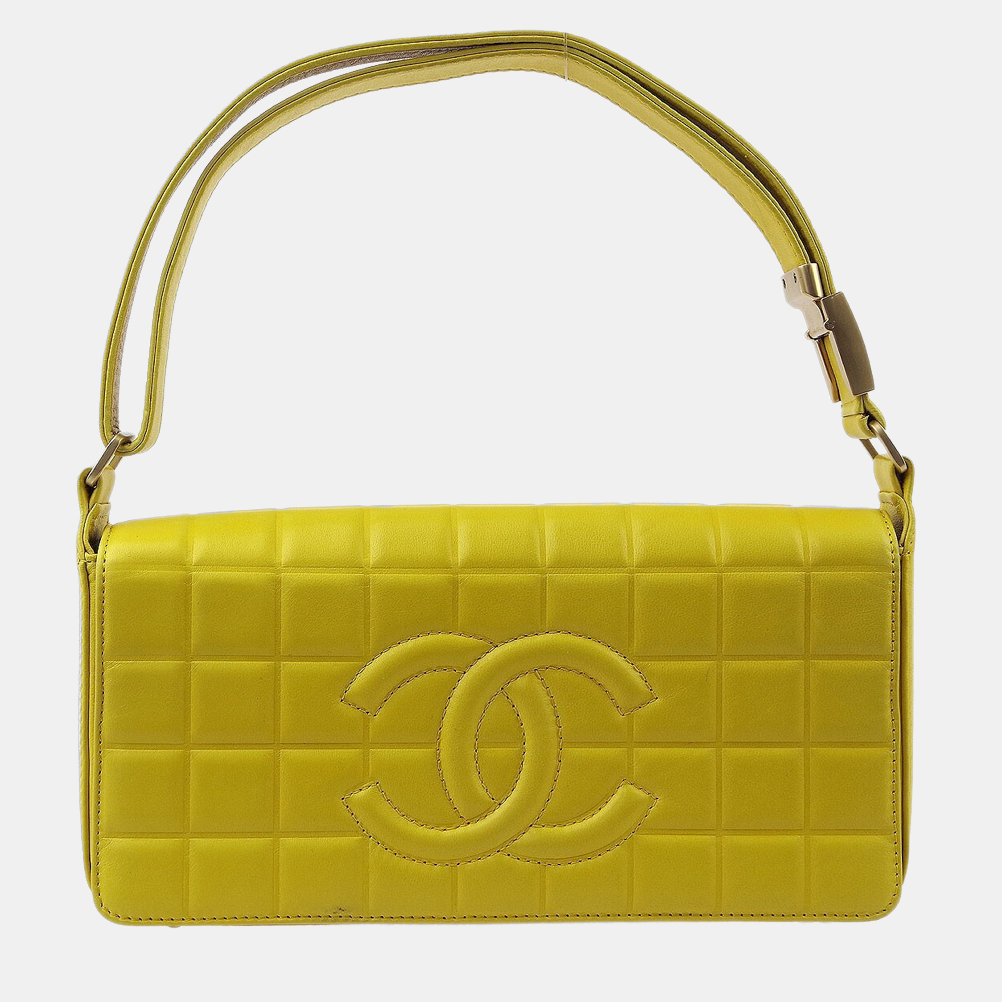 

Chanel Beige Yellow Lambskin Choco Bar Shoulder Bag