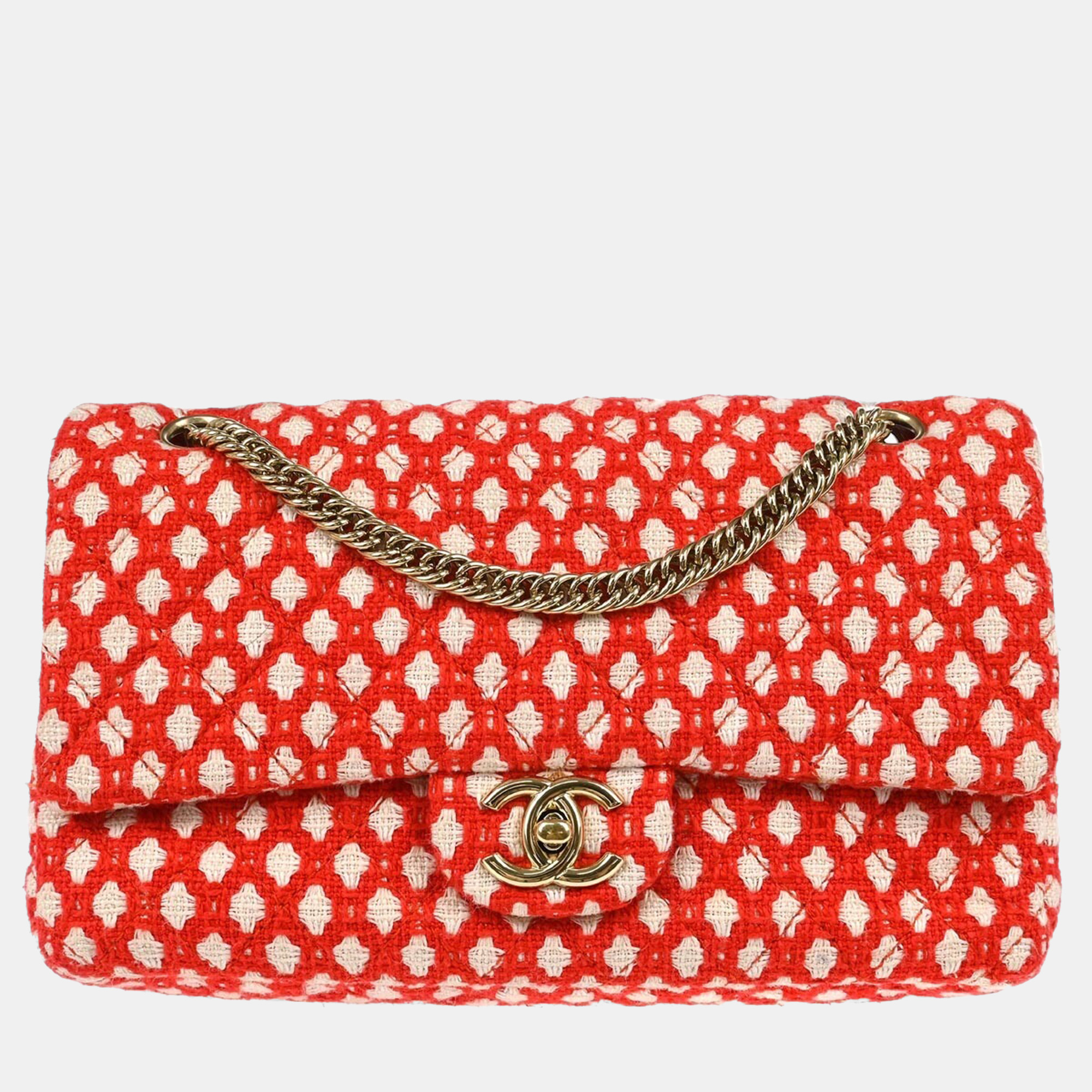 

Chanel Red Cotton Medium Classic Double Flap Shoulder Bag