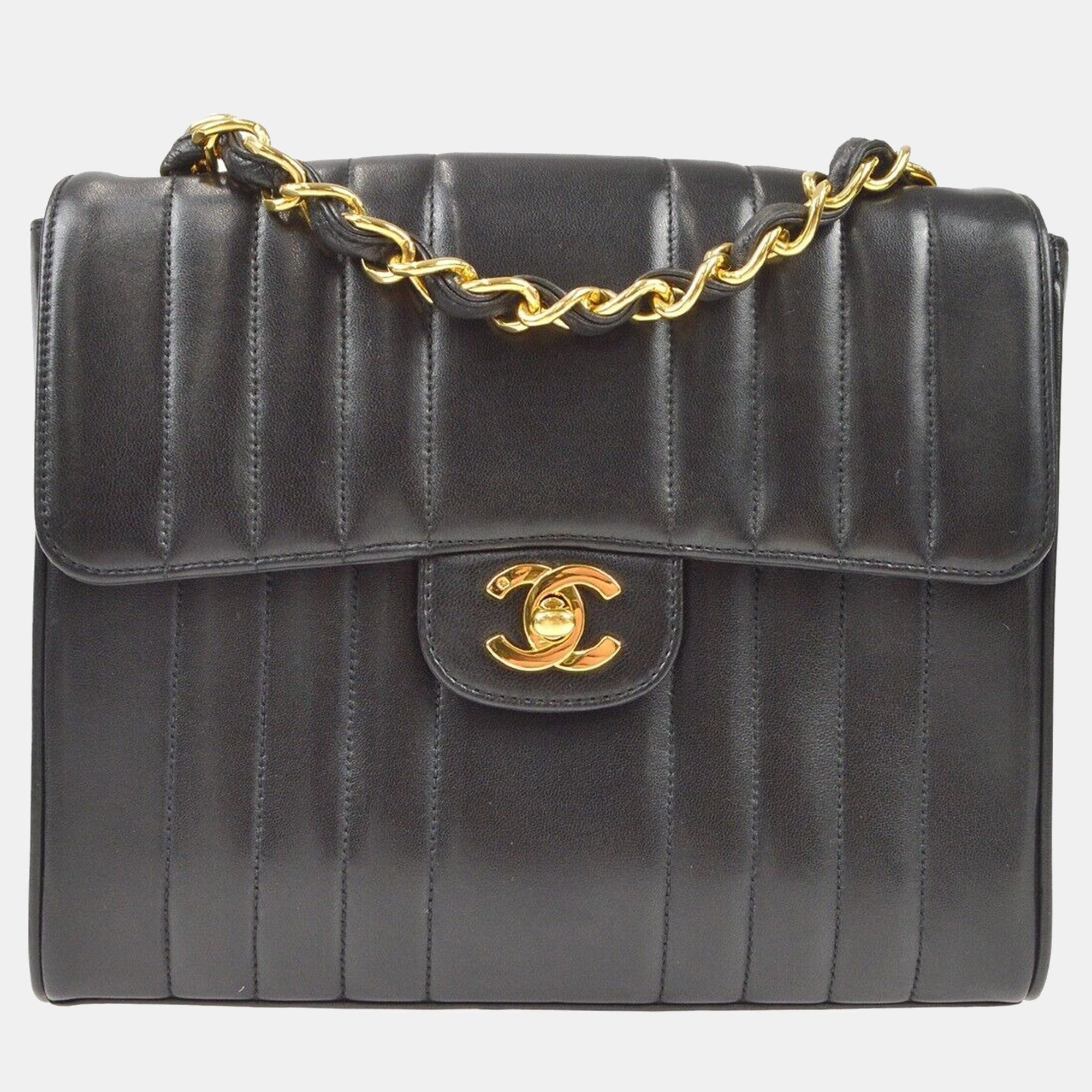 

Chanel Black Lambskin Mademoiselle Single Chain Shoulder Bag