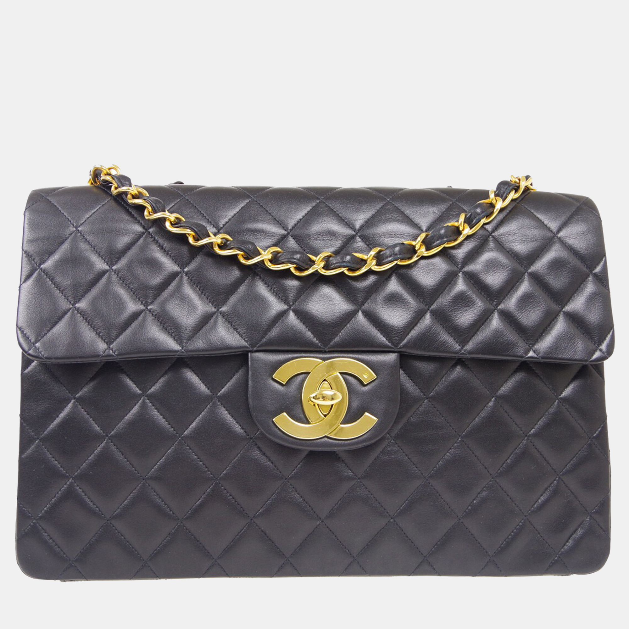 

Chanel Black Lambskin Maxi Classic Flap Shoulder Bag