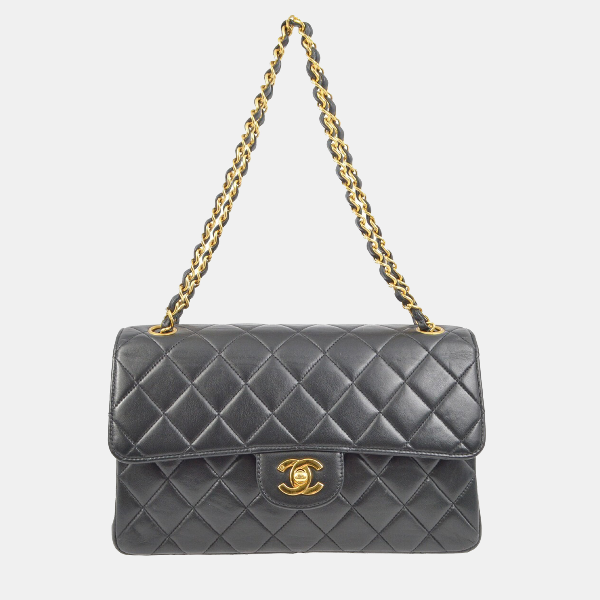 

Chanel Black Lambskin Double Sided Classic Flap Shoulder Bag