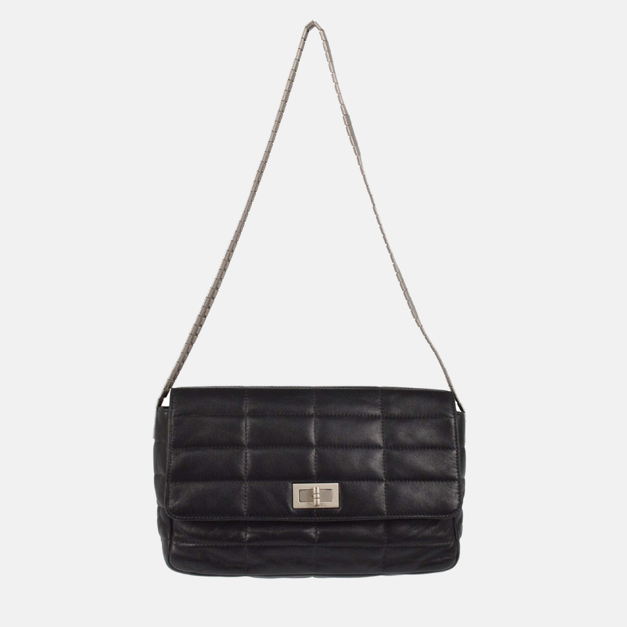 

Chanel Black Lambskin Mademoiselle Lock Straight Flap Shoulder Bag