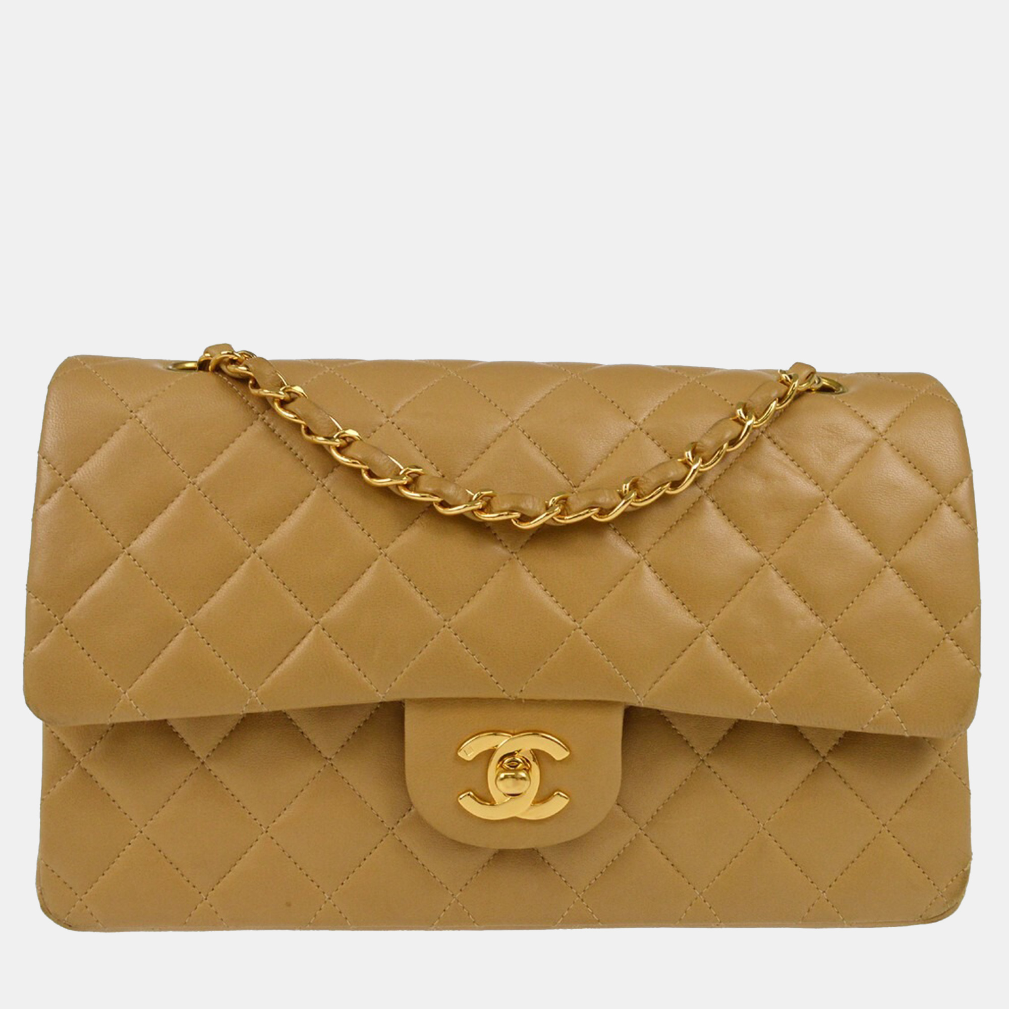 

Chanel Beige Lambskin Medium Classic Double Flap Shoulder Bag