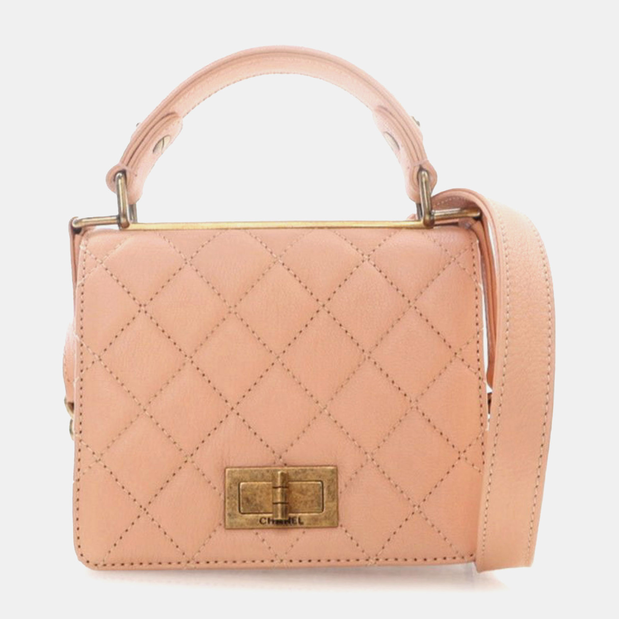

Chanel Pink Small Quilted Goatskin Rita Top Handle Flap