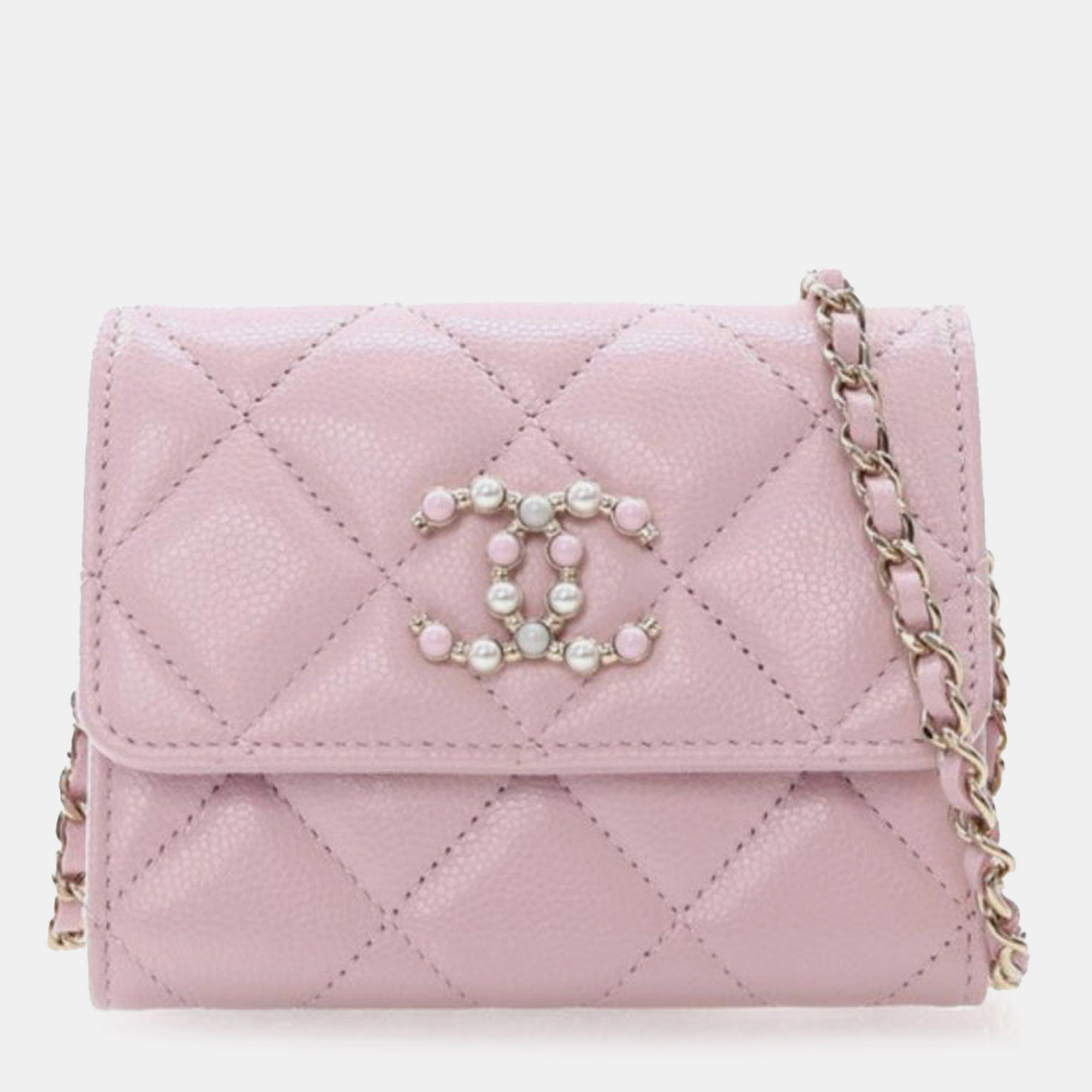 

Chanel Pink Quilted Caviar Coco Candy Card Holder on Chain