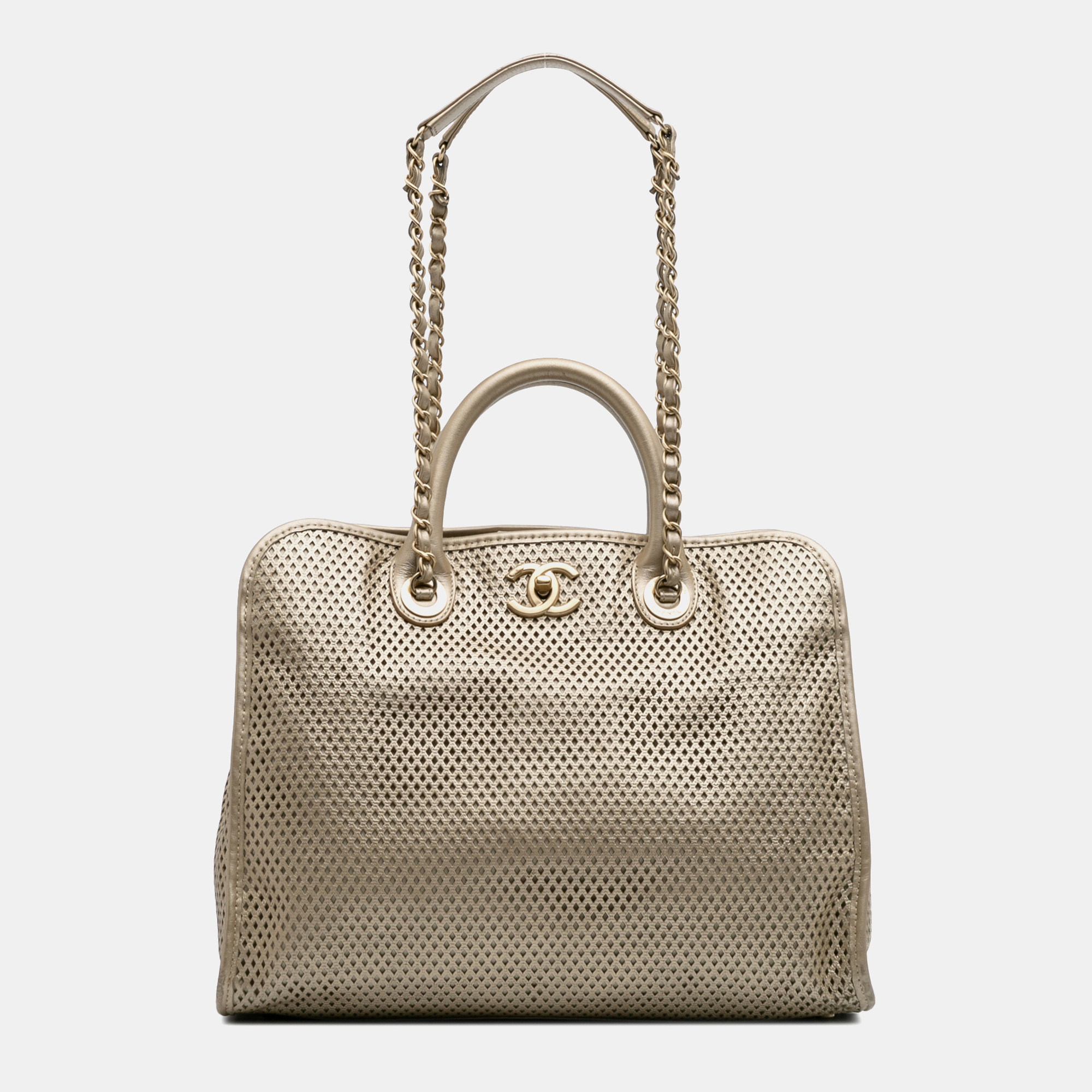 

Chanel Gold Perforated Metallic Calfskin Up In The Air Tote