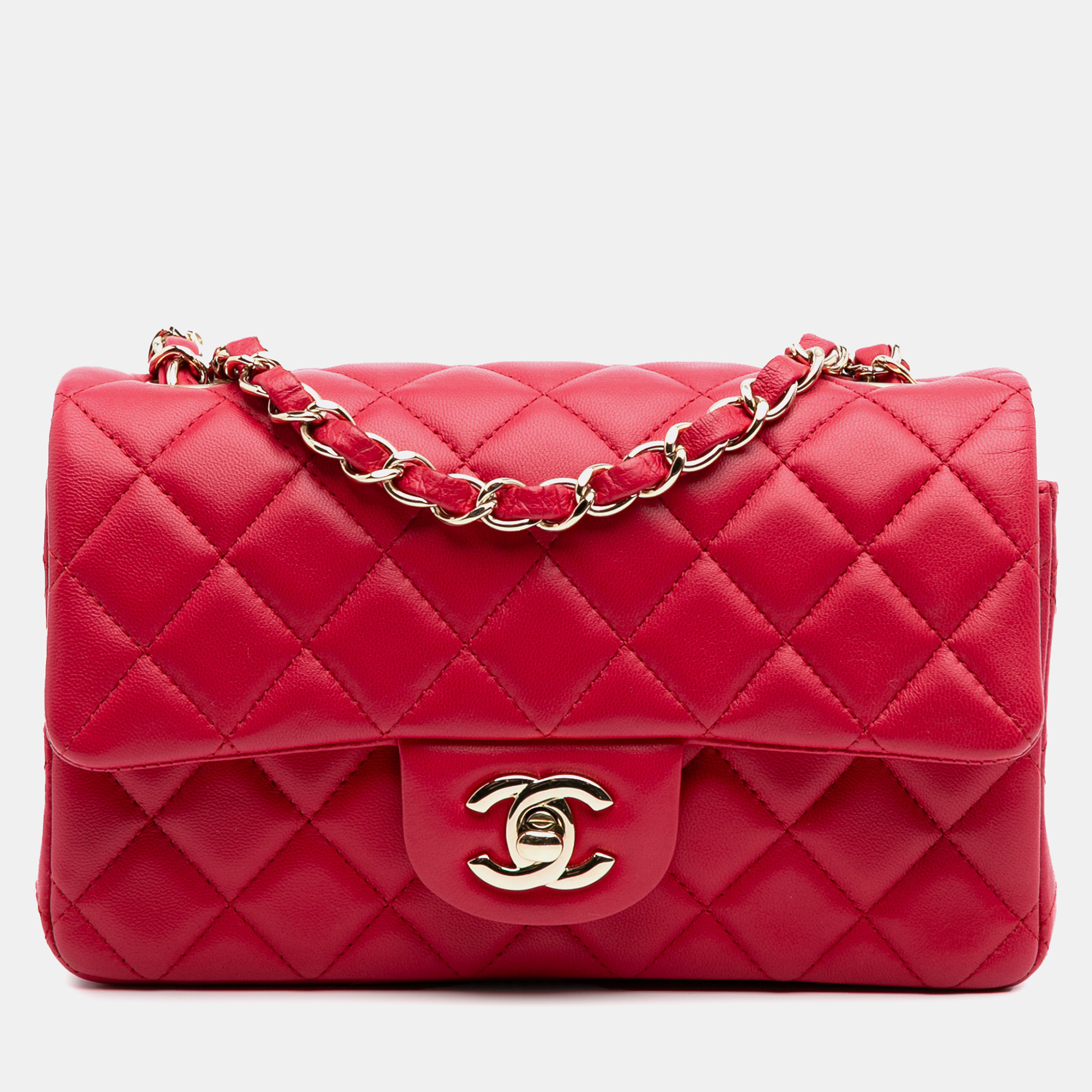 

Chanel Pink Mini Rectangular Classic Lambskin Single Flap