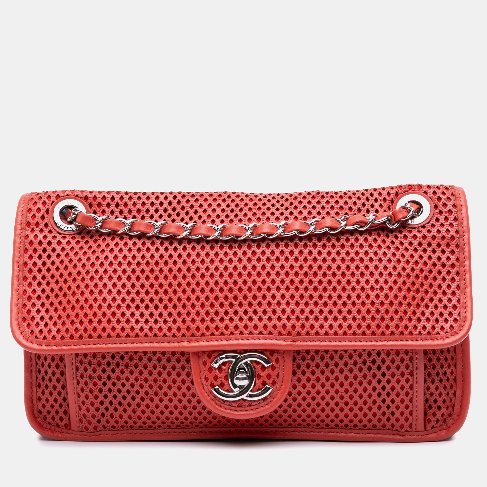 

Chanel Red Medium Lambskin Perforated Up In The Air Flap