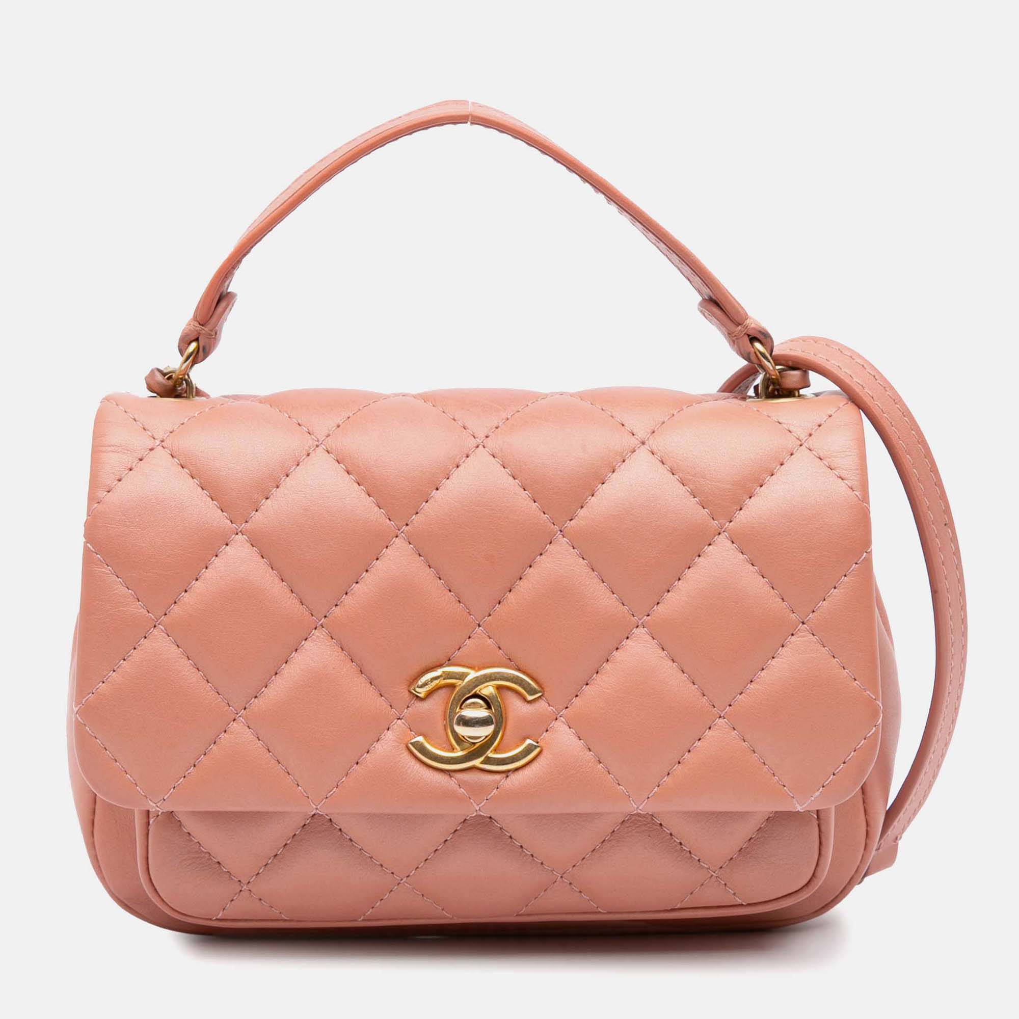

Chanel Pink Mini Lambskin Business Affinity Top Handle Bag