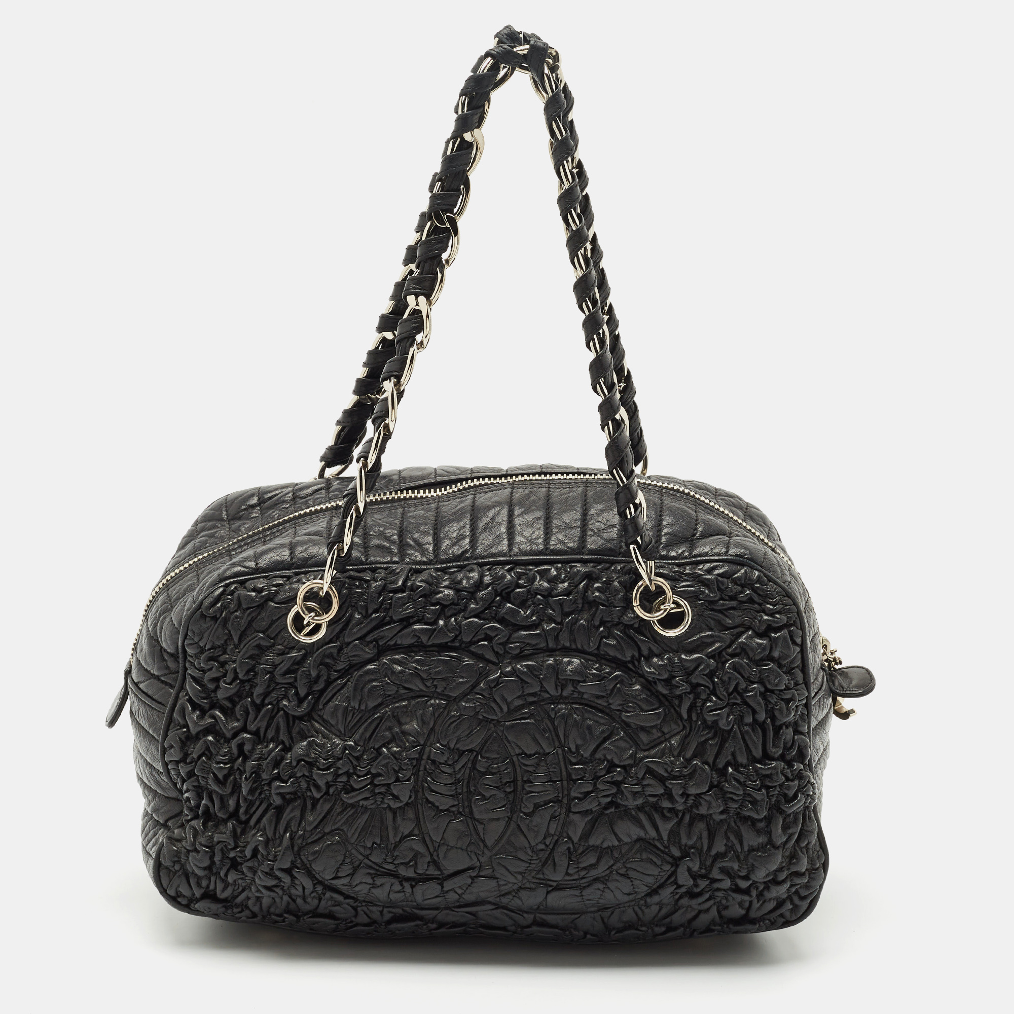 

Chanel Black Quilted Leather Astrakan Bowler Bag