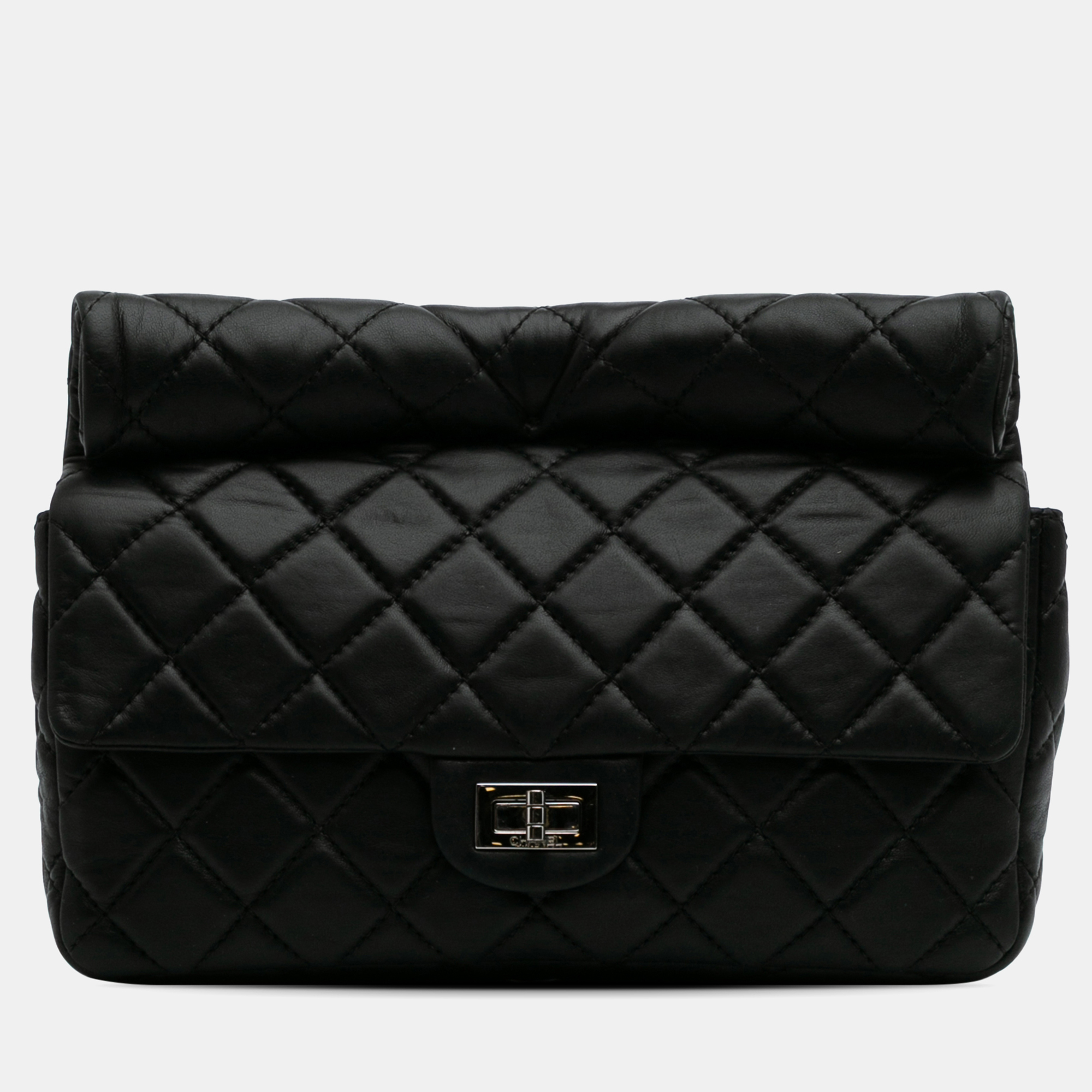 

Chanel Black Reissue 2.55 Metallic Lambskin Roll Clutch